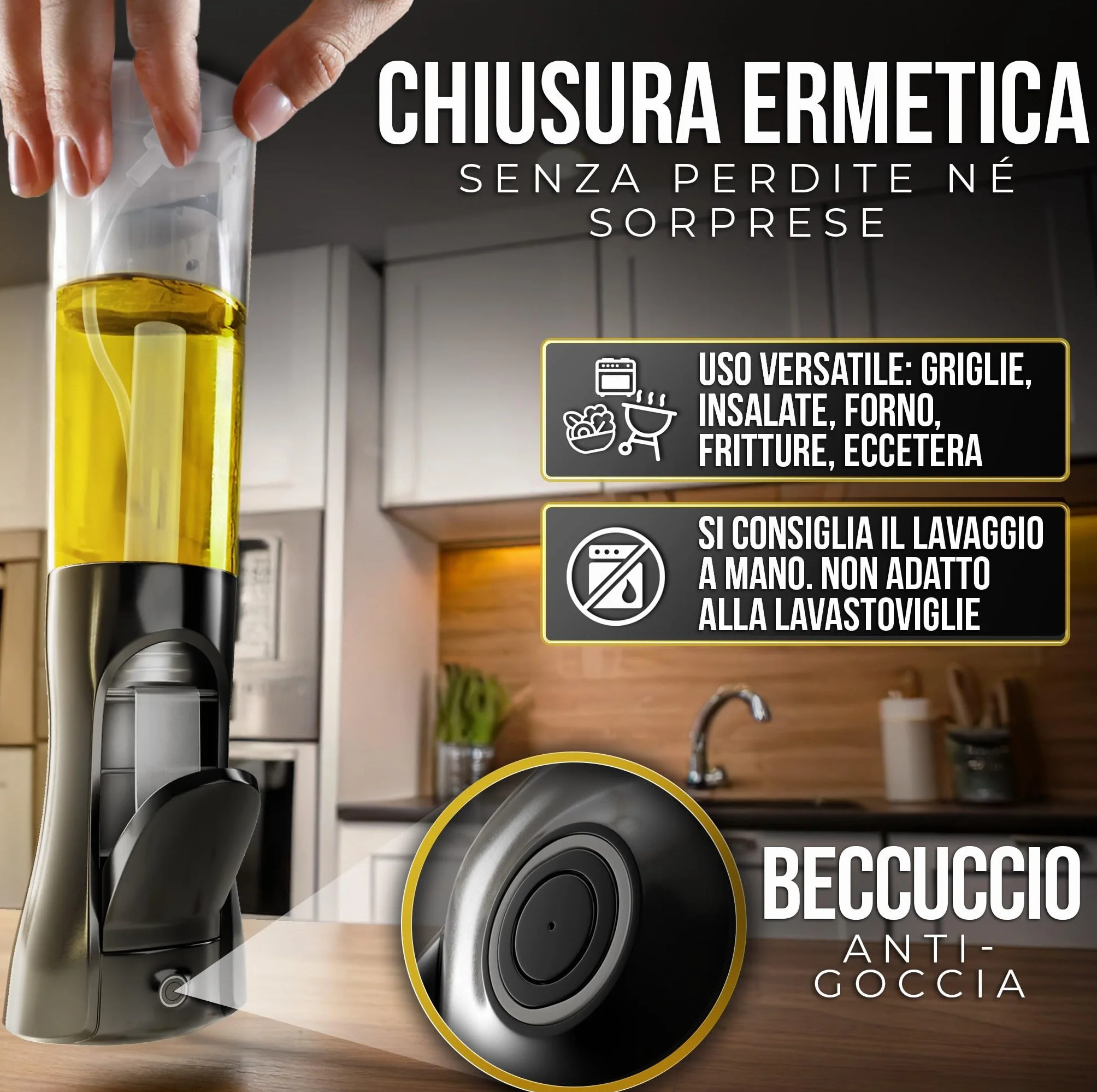 ActivoTex Spruzzatore Olio 300 ml Vaporizzatore Olio da Cucina