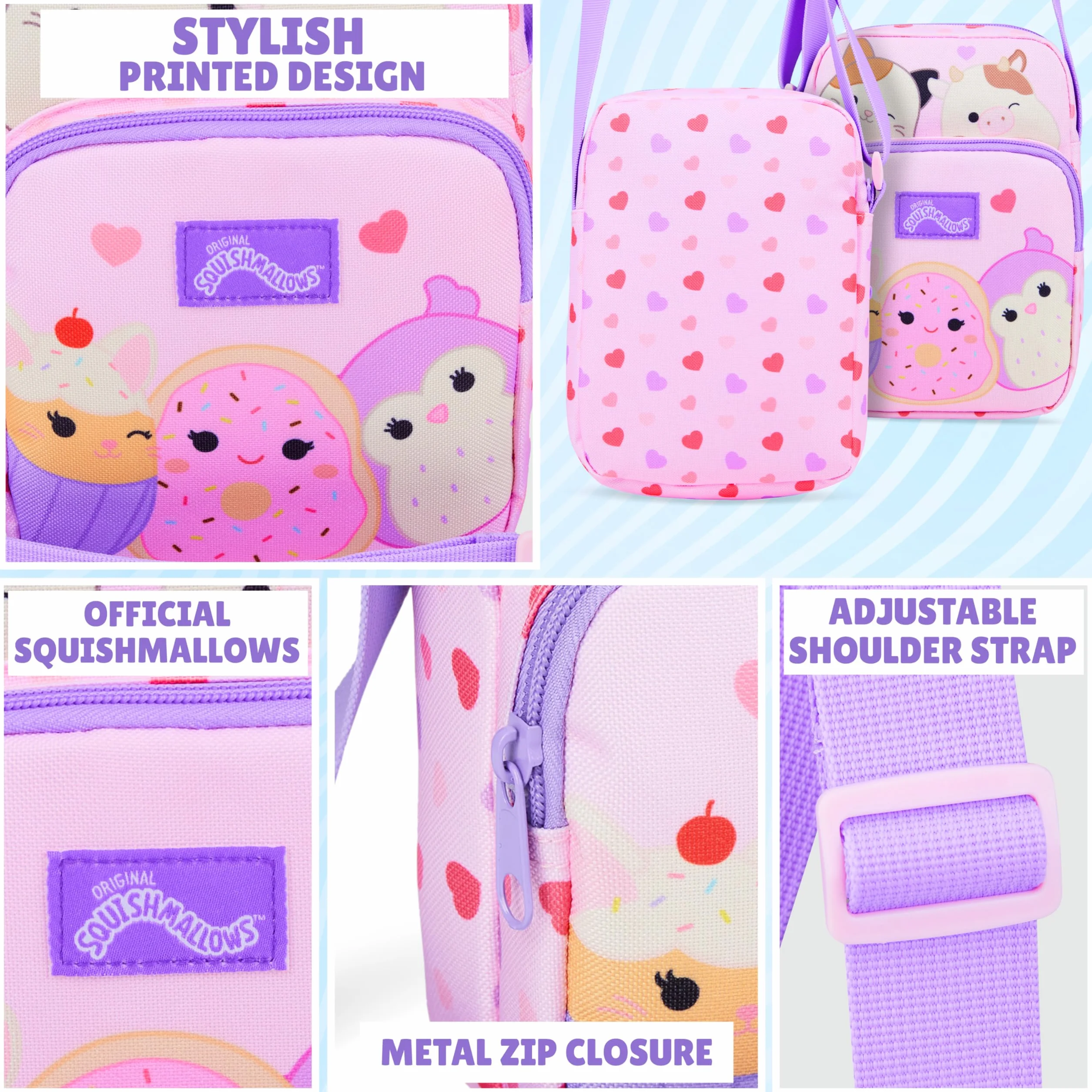 Squishmallows Borsetta Tracolla Bambina Adolescenti Cam the Cat Borsa Ragazza Carina per Telefono Soldi Viaggi Idee Regalo