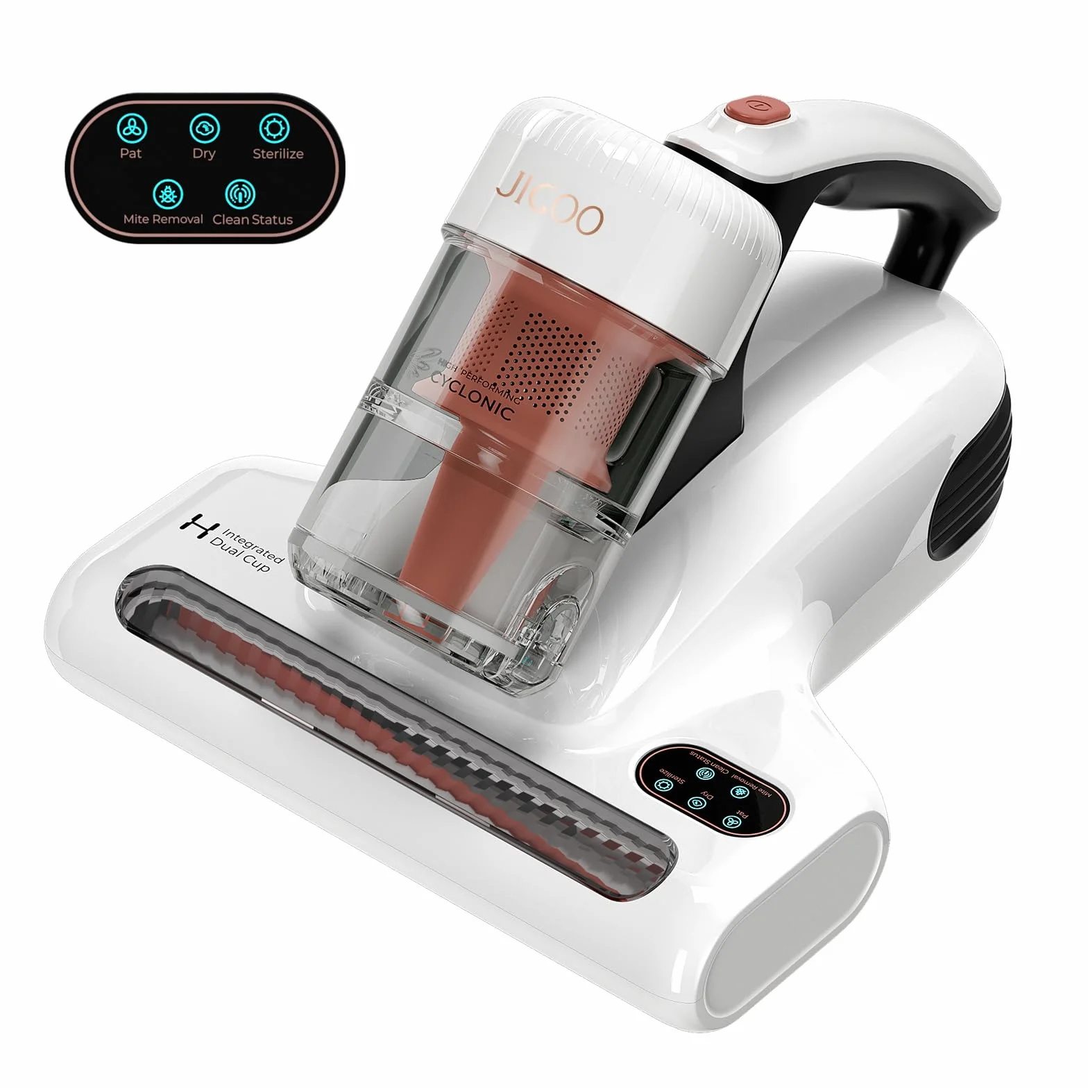 JIGOO J200 Aspiratore portatile antiacaro battimaterasso con Luce UV-C,Aspirapolvere materassi da 500W con riscaldamento a 55 ℃,antibatterico,rimuove allergeni e polvere,Sensore intelligente di sporco