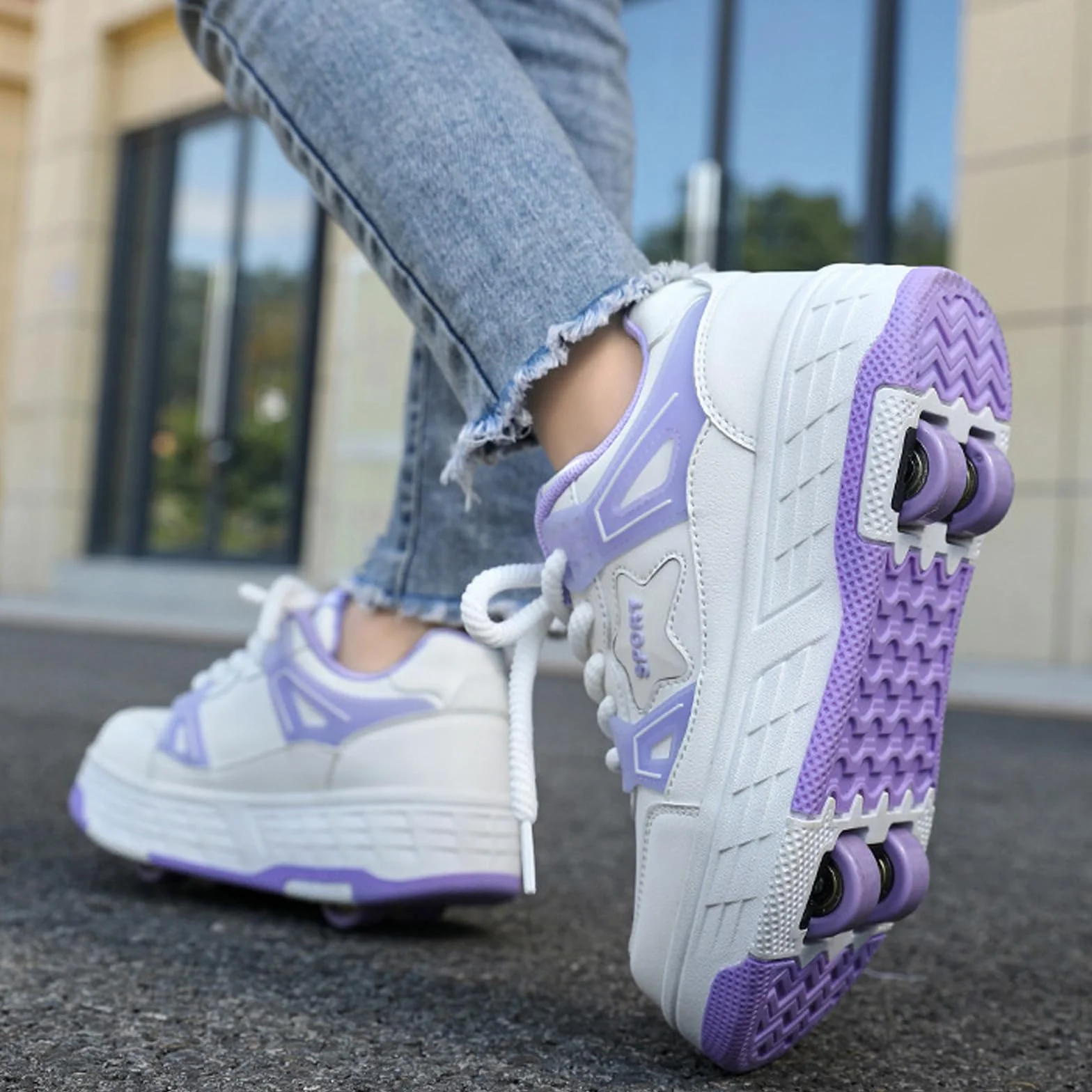 Hixingo Scarpe con Rotelle 4 Ruote, Pattini a Rotelle Multifunzionale 2 in 1 per Bambini