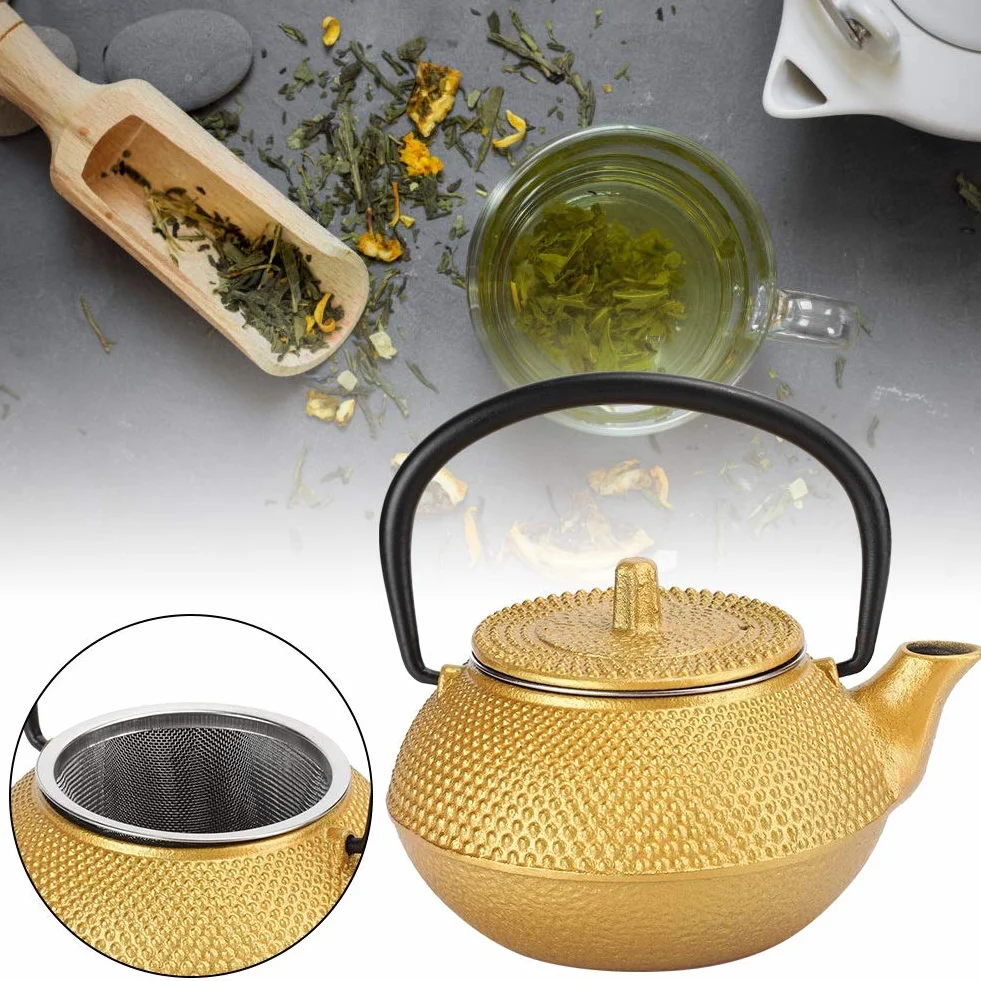Teiera in Ghisa Giapponese, Teapot in Ferro Tradizionale con Resistente al Calore, Infusore e Becco e Manico Bollitore da Tè per Regalo Matcha Cerimonia Sicuro sulla Stufa