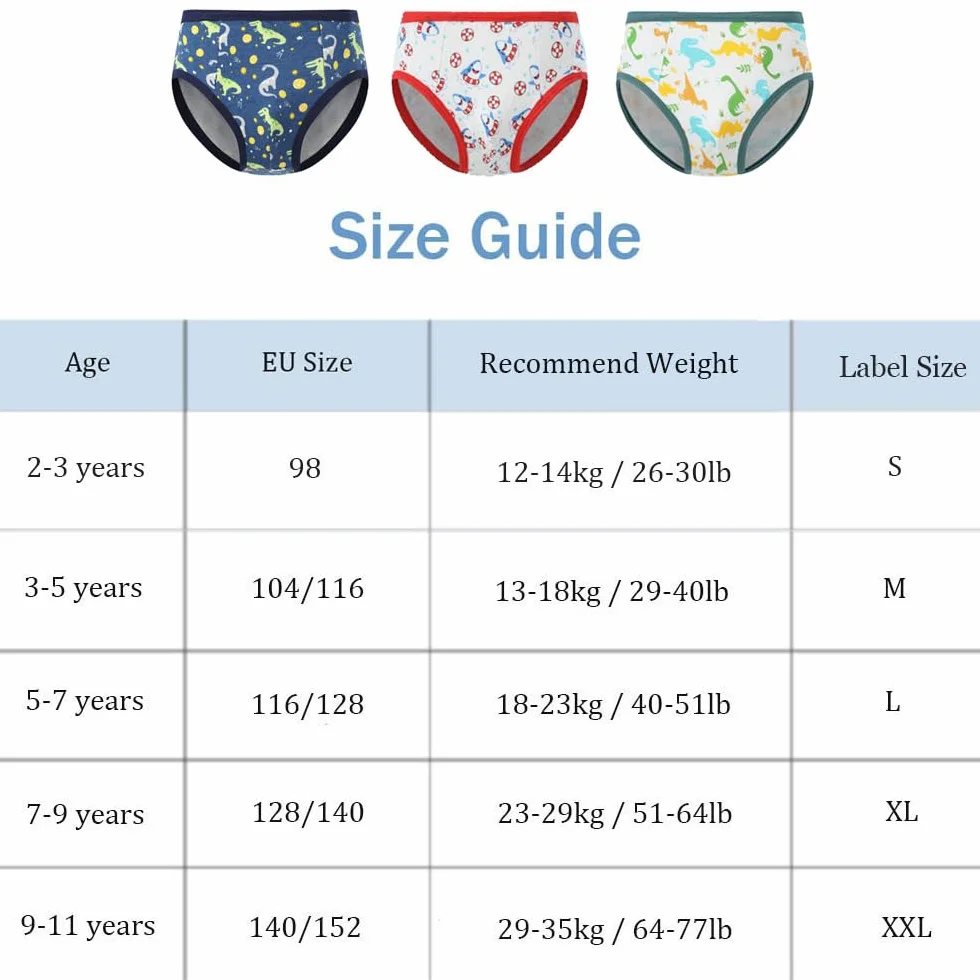 Slip Bambino Intimo Cotone 3-11 Anni Confezione da 8 FedMois