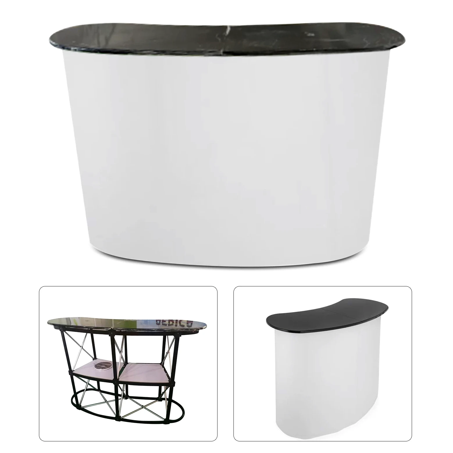 Banco espositore per fiere con telaio a tensione portatile Supporto per mostre Tavolo promozionale da podio 130x40x90CM Scrivania pieghevole bianca per fiere