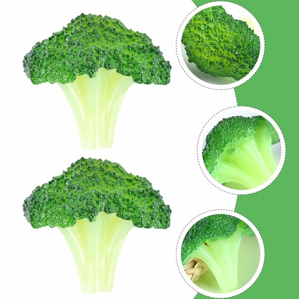SOLUSTRE Broccoli Artificiale 3 Pezzi Plastica Realistica Verdura