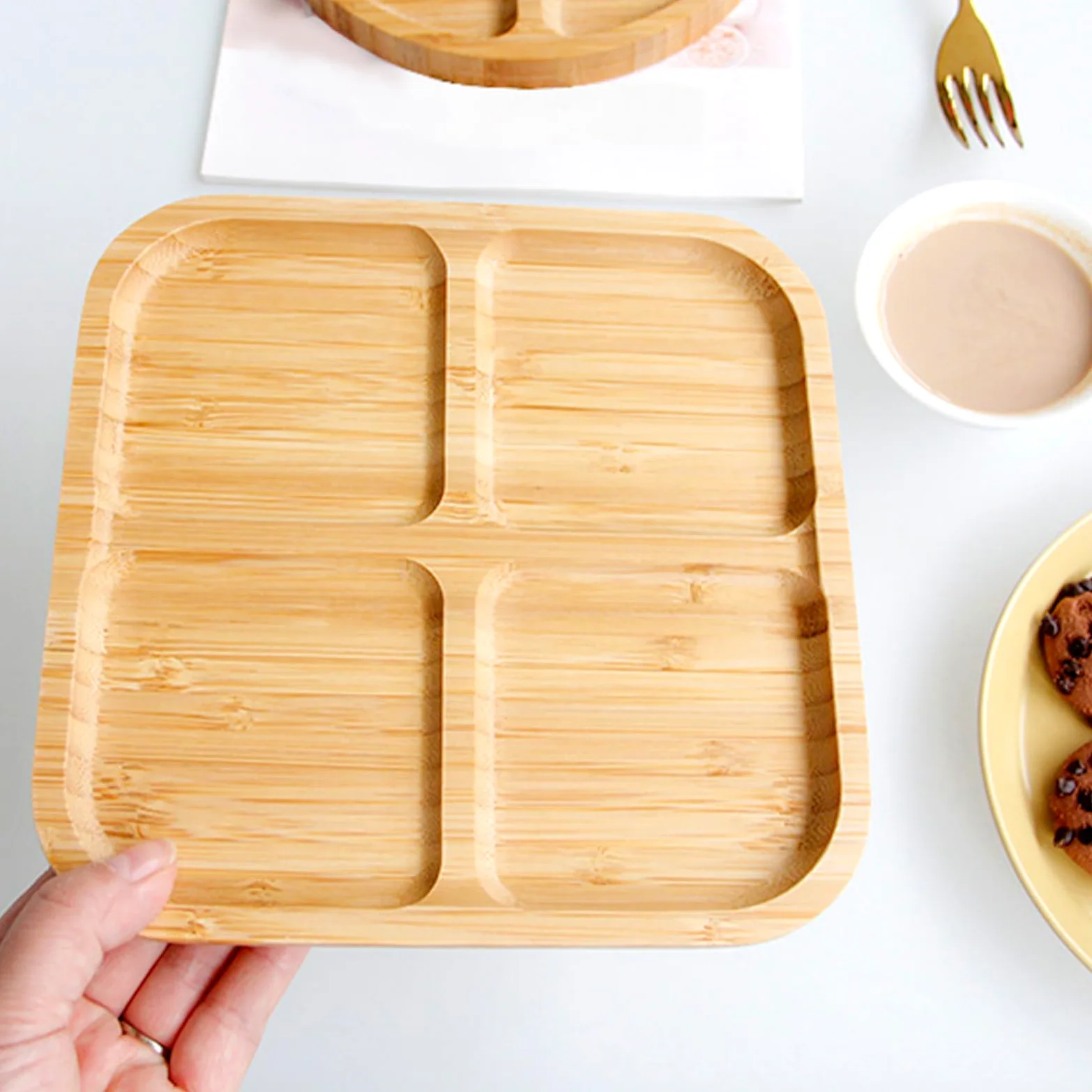Vassoio da portata diviso in legno, quadrato e rotondo, per ac, noci, frutta secca e – Ele Kitchen o Par Platter, ideale per intrattenere