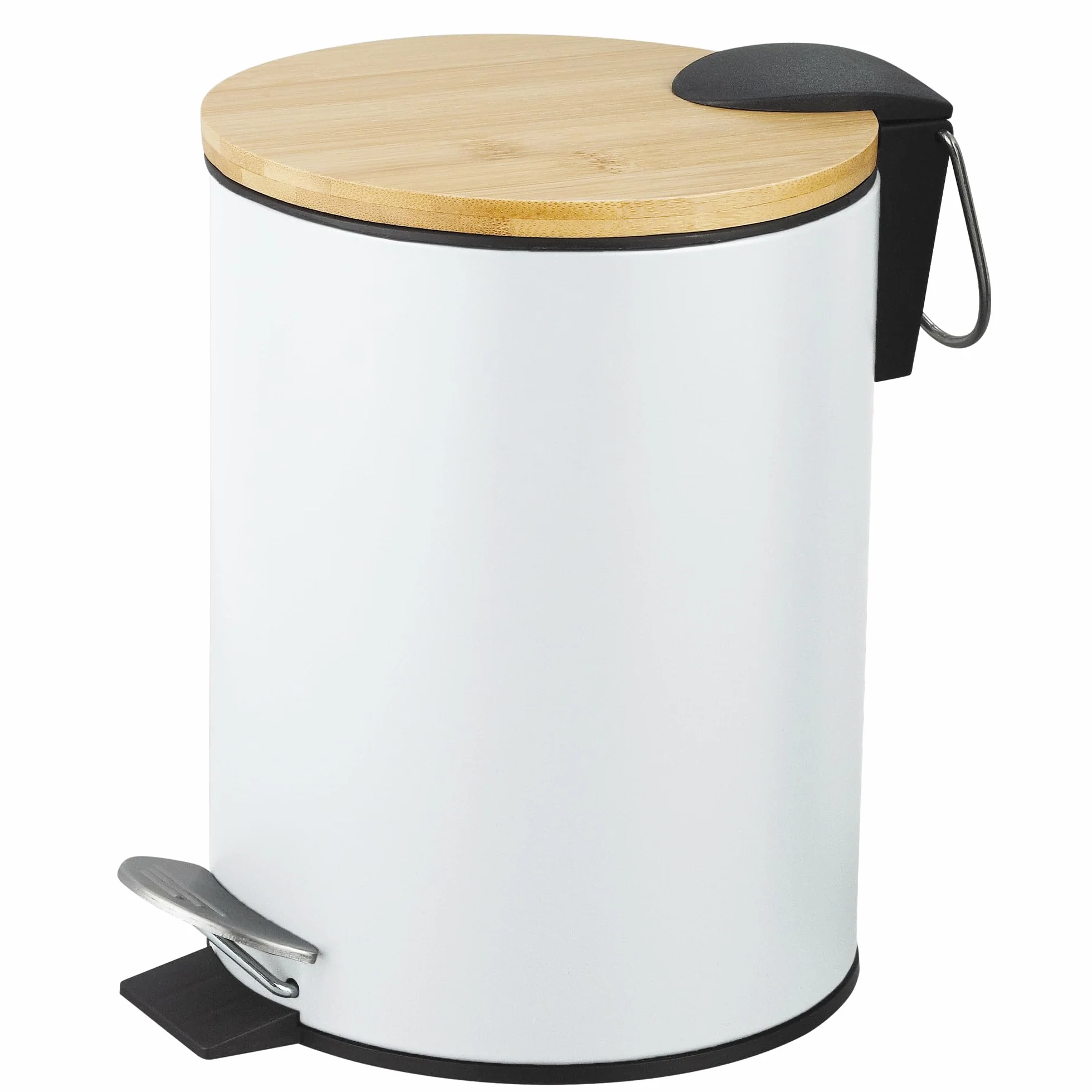 Amig Naturline Pattumiera da bagno con pedale 3 litri bianco bambù acciaio inox
