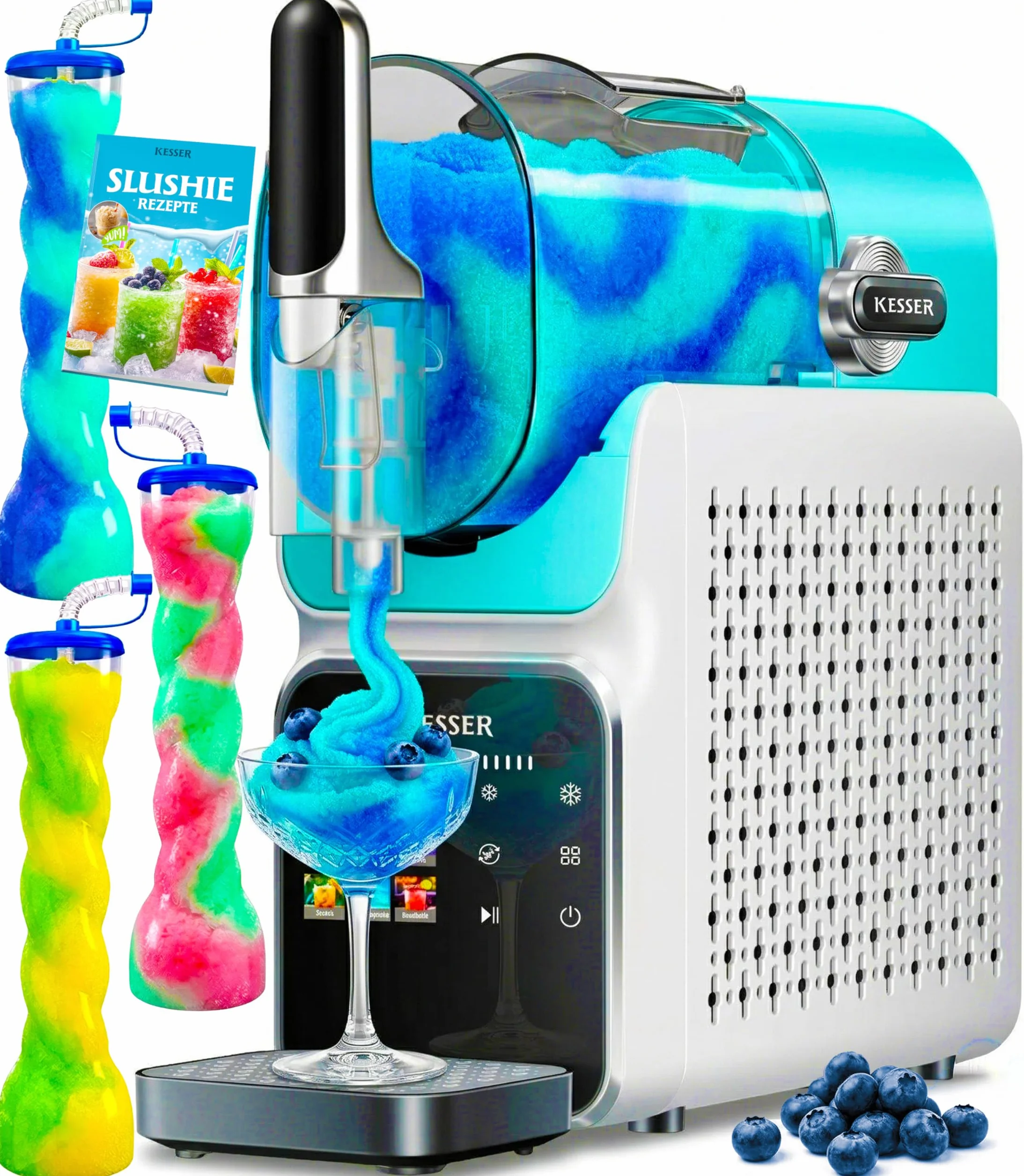 KESSER Slush Ice Maker 2 l – Macchina per slush, cocktail, gelato, frappè e succo congelato – 25 minuti, 6 programmi, 3 tazze