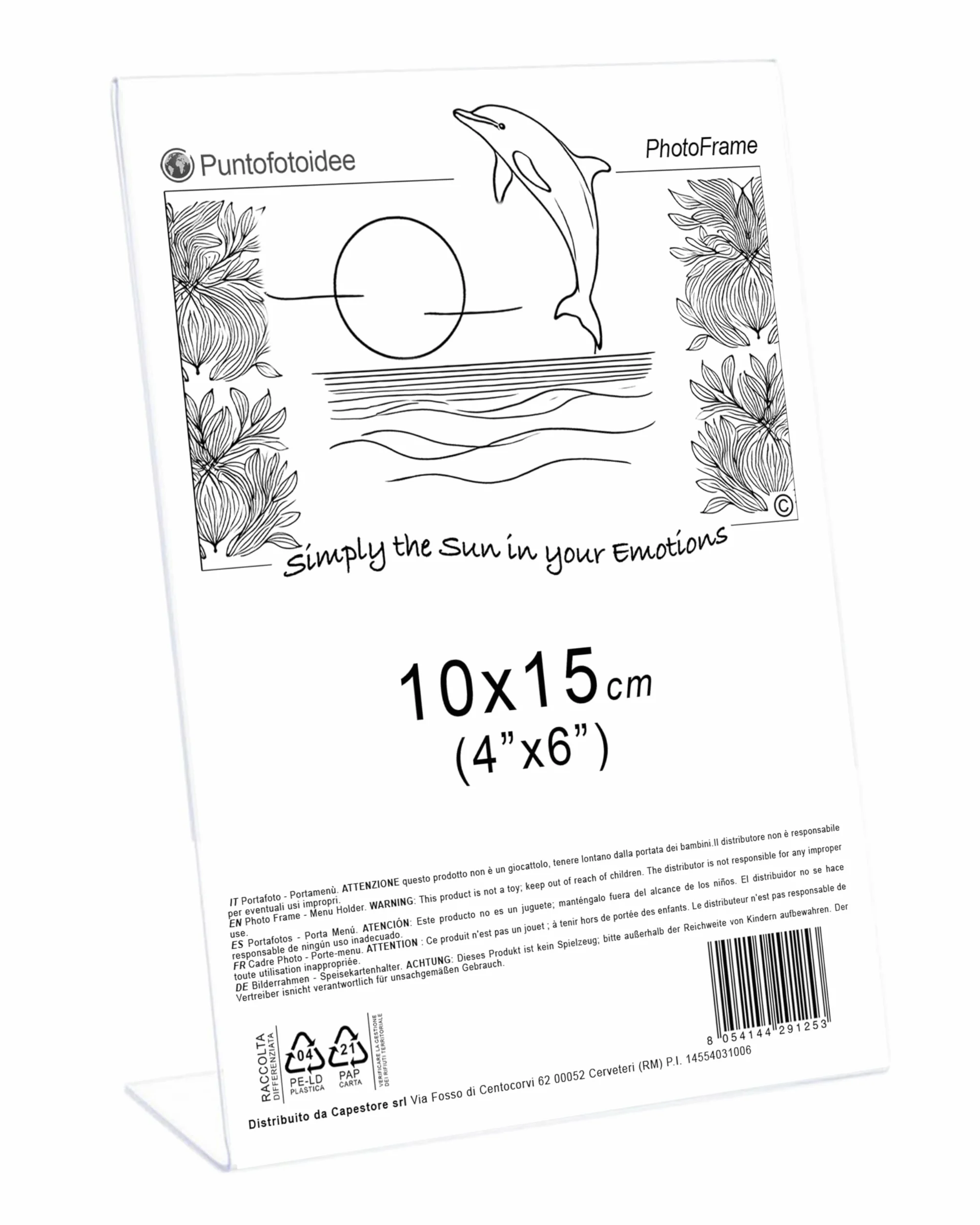Cornice in Plexiglass da Tavolo - Porta Menu Trasparente - Portafoto da Tavolo - Espositore Pubblicitario - Espositore per Brochure, Depliant, Volantini (Trasparente, 10X15 cm Verticale)