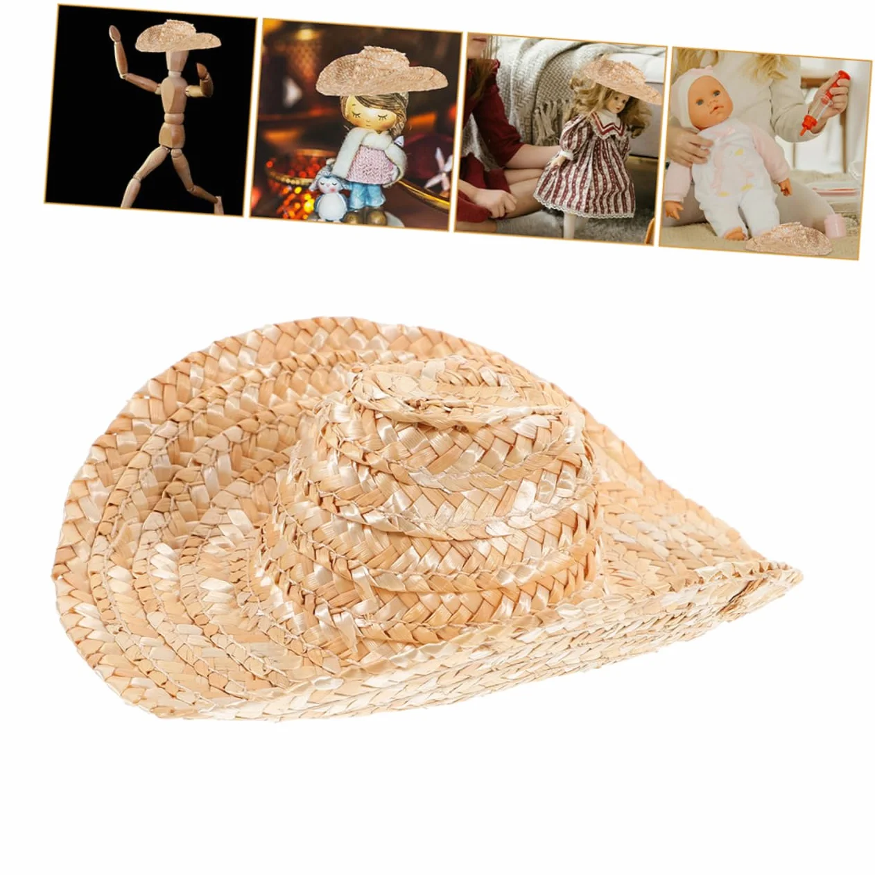 Gadpiparty 2pezzi Cappello Paglia Mini Cappello Da Cowboy Western Per Bambole Decorazione Per Torta in Miniatura Accessori Per Feste Giochi Finzione