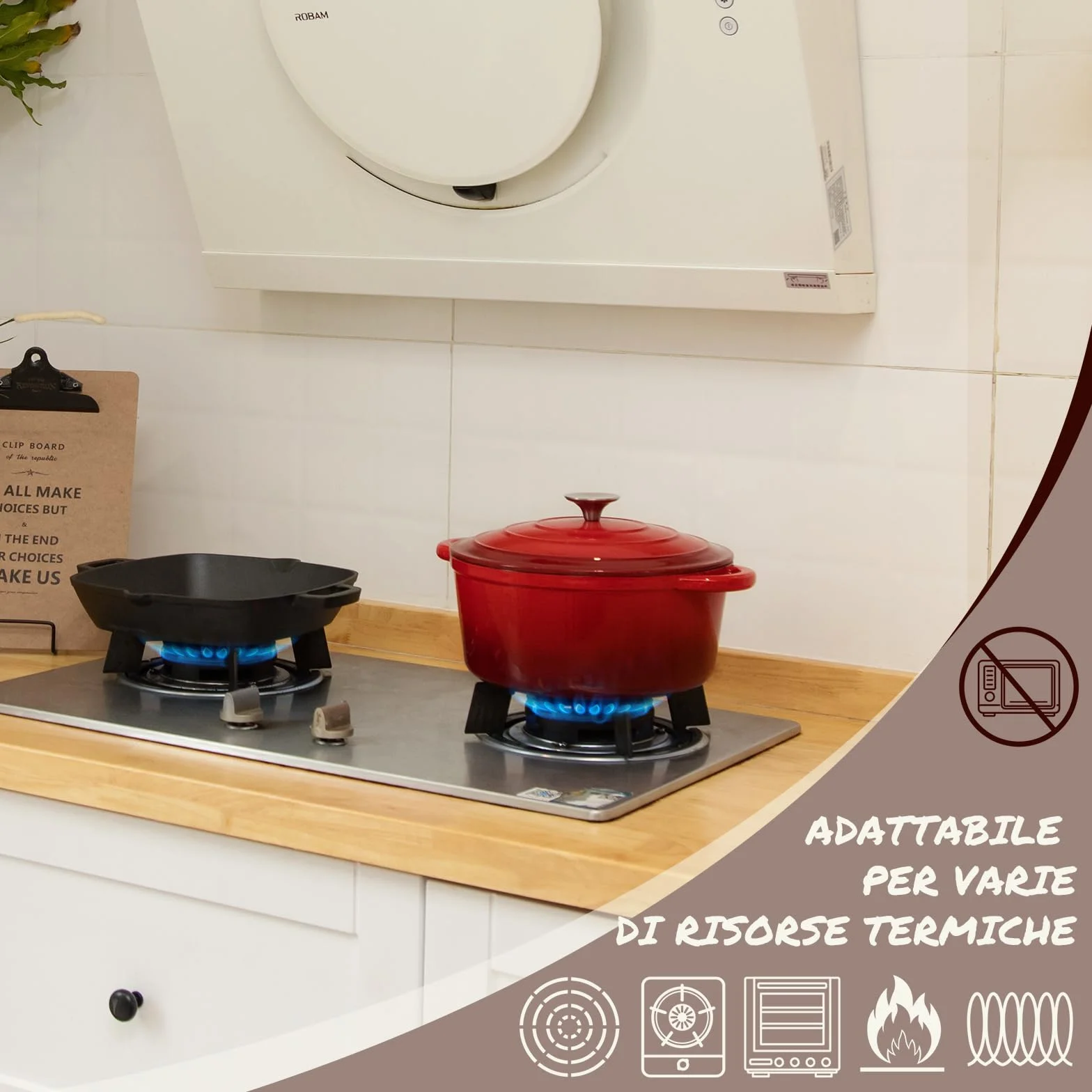 Overmont Casseruola in Ghisa Smaltata - Antiaderente Forno Olandese con Coperchio - Ø26 CM Rotonda Cocotte per Adatto a Piani di Cottura e Forni a Induzione - Rosso