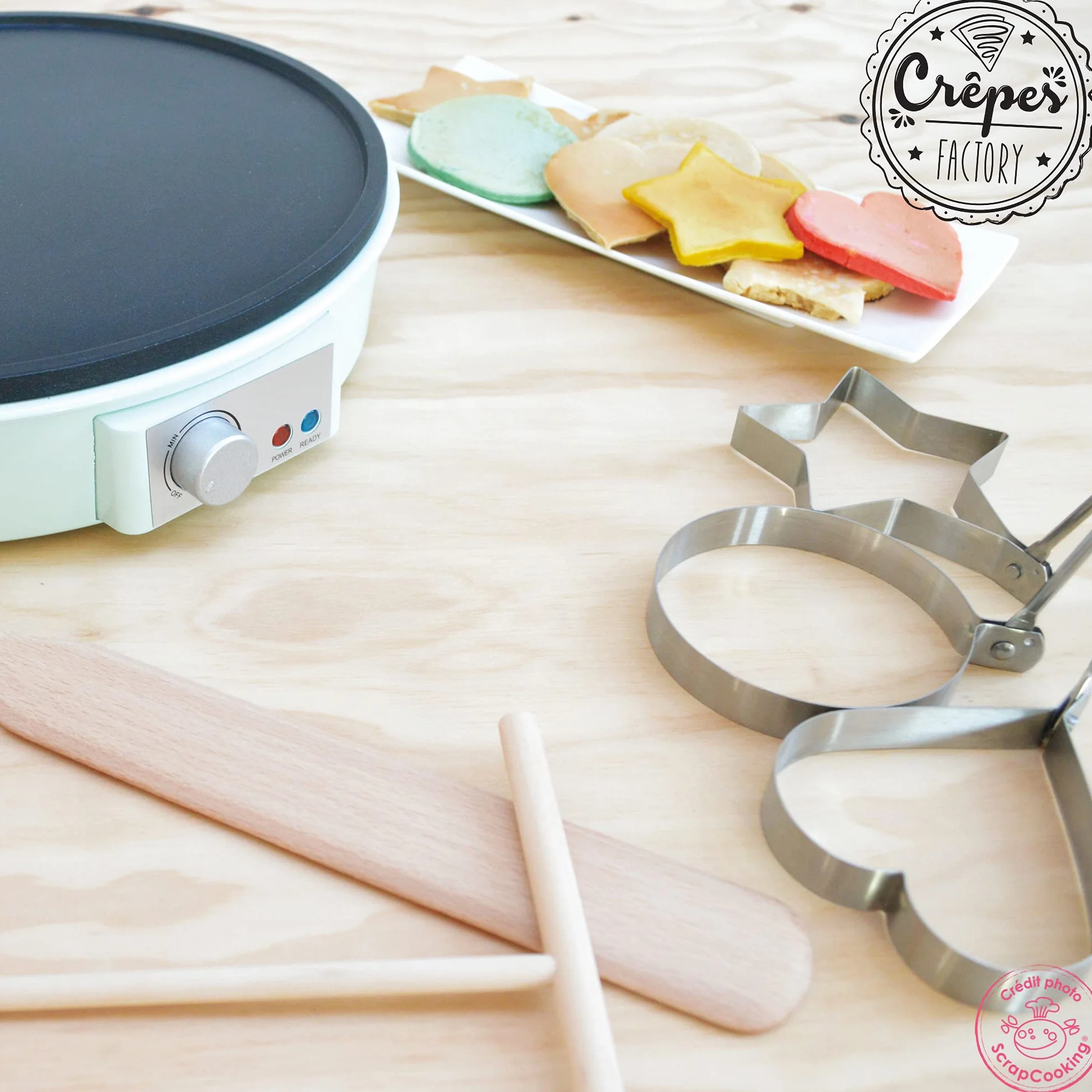 ScrapCooking Crepes Factory Macchina Elettrica Piastra Riscaldante AntiAdesivo Verde acqua