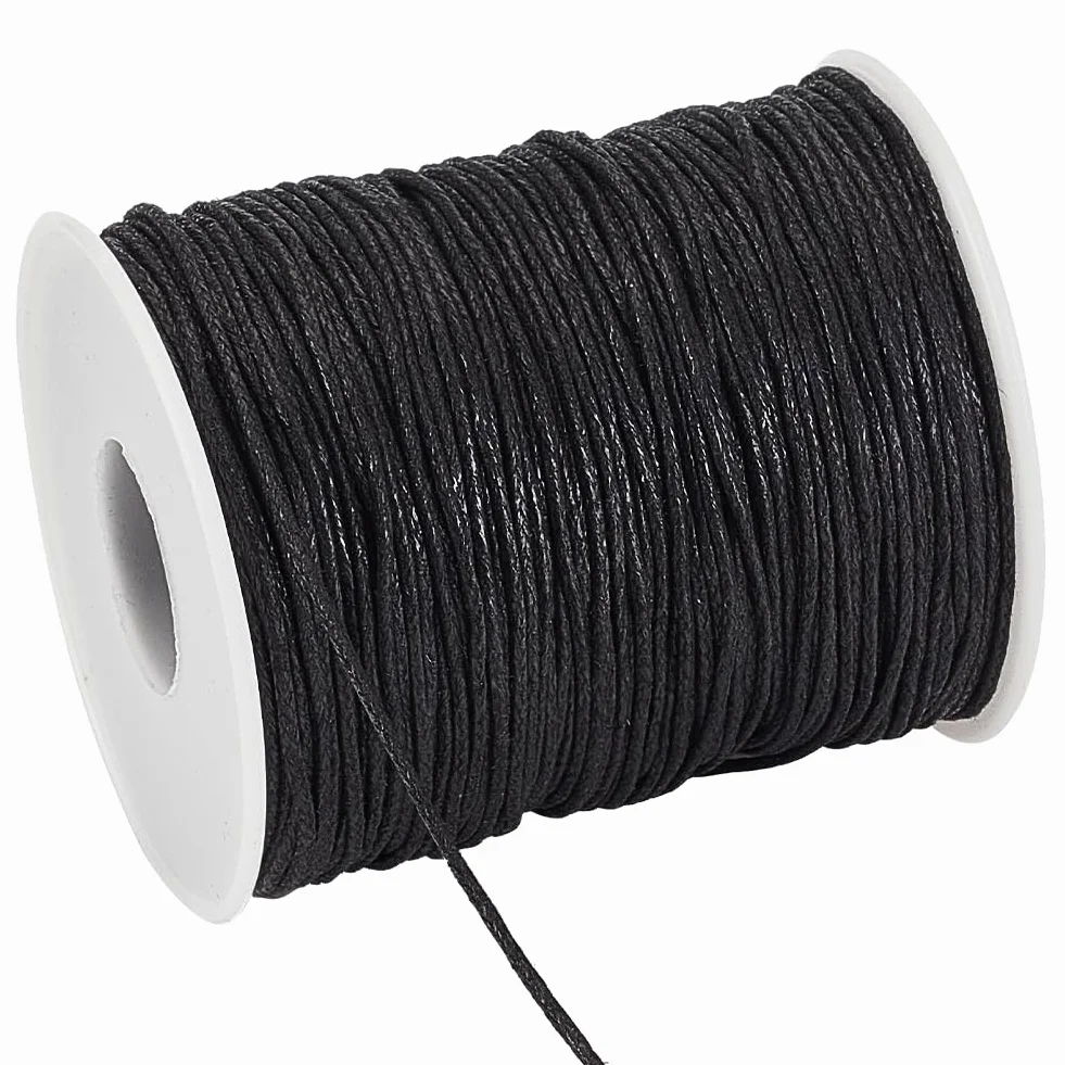 PH PandaHall Filo Cerato 1mm 91m Nero per Collana Braccialetti Macramè