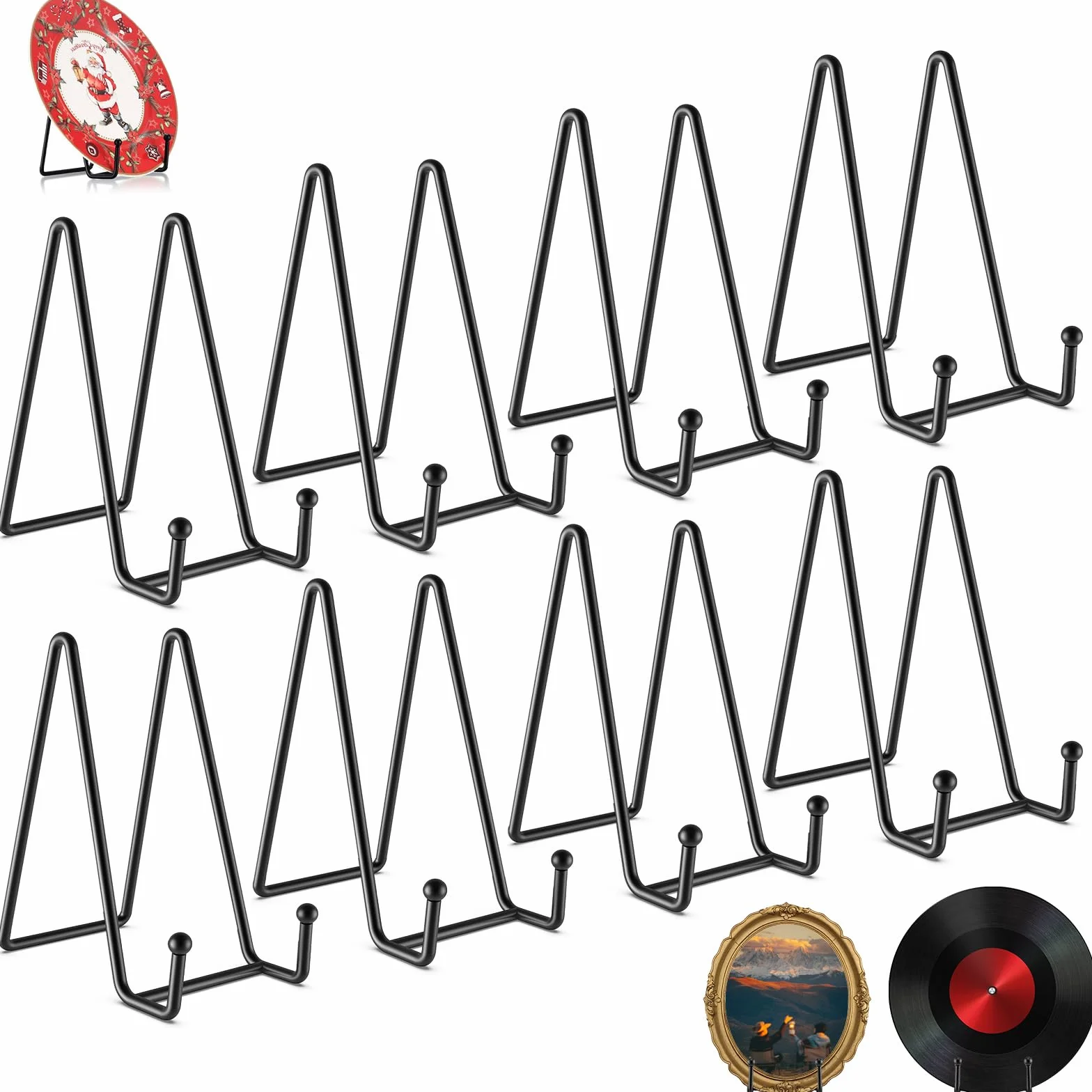 8 Pezzi Espositore Metallo Supporto Piatti, Porta Piatti Esposizione Supporto Decorativo Supporti Libri Nero, Piedistallo Cavalletto Cornici Foto Ferro per Quadri Libri Cucina Opere D'Arte Cartoline