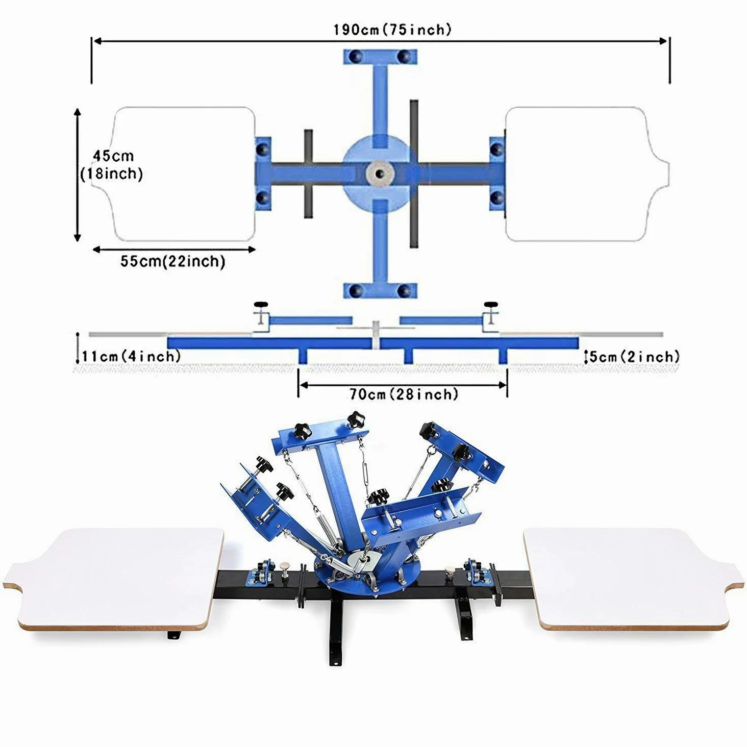 Silk Screen Printing Machine 4 Colore 2 Stazione Screen Printing Machine Stampa Serigrafica Macchina da Stampa T-Shirt Removibile