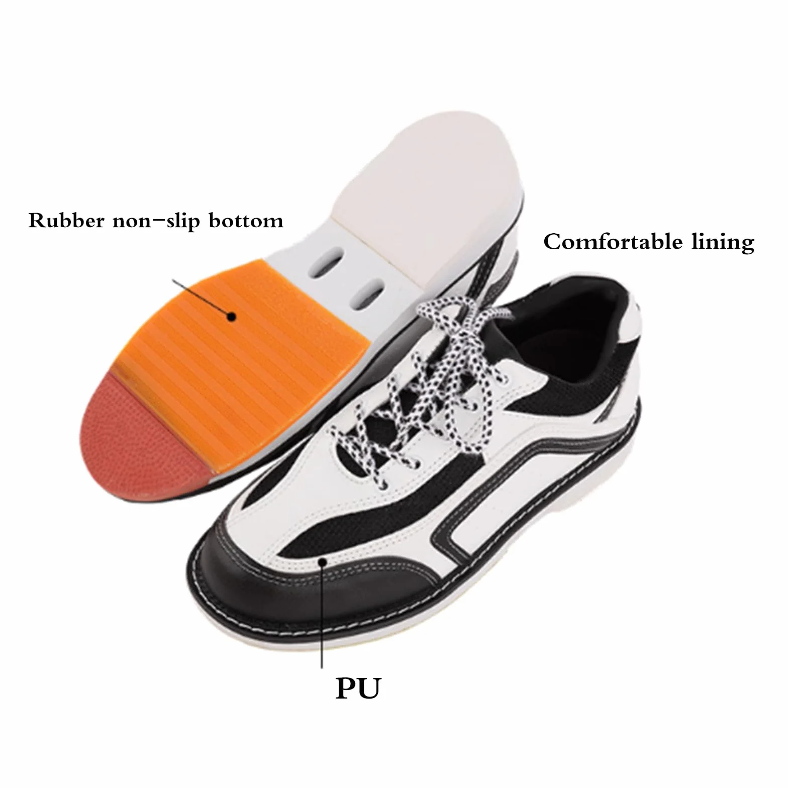 Scarpe da Bowling Uomo in Pelle Antiscivolo Traspirante per Destrimani e Mancini