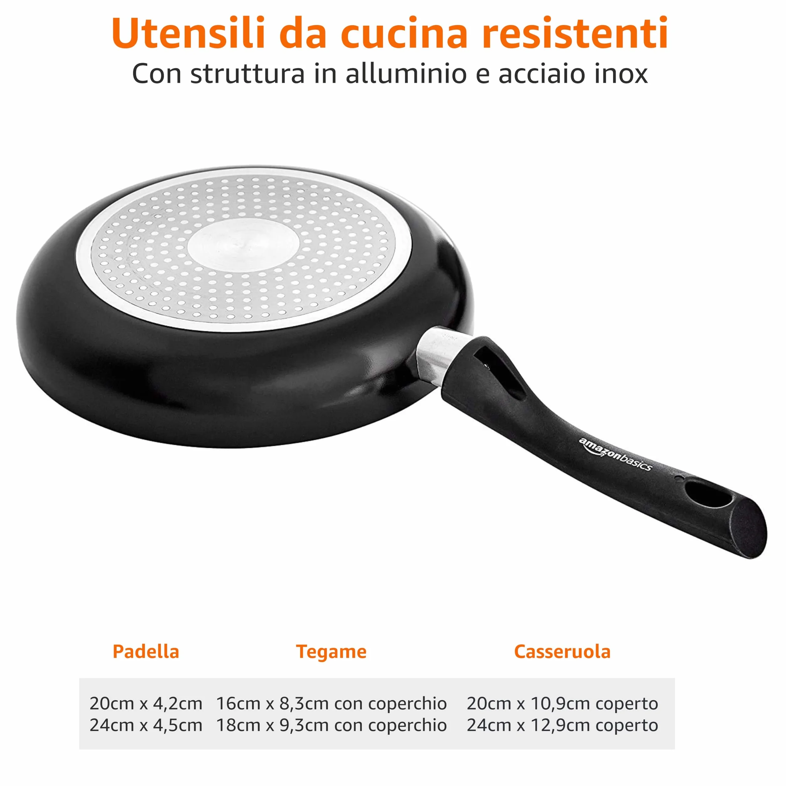 Amazon Basics Set di pentole in ceramica antiaderente per induzione 6 pezzi con coperchi