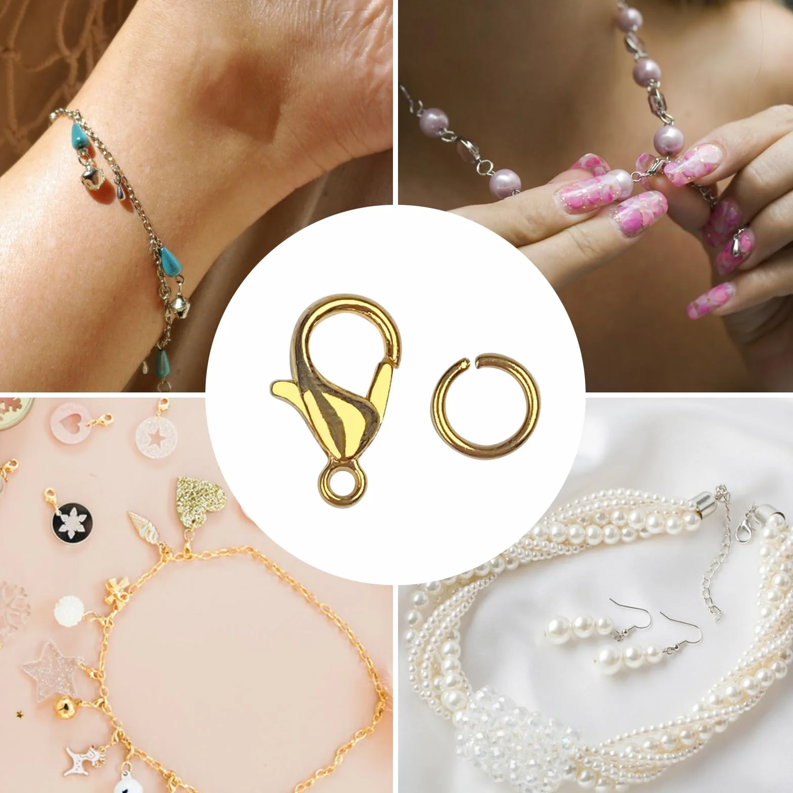 Avesteir 960 Pezzi chiusure per braccialetti set ganci collane con pinzetta pinza apriscatole 6 Colori