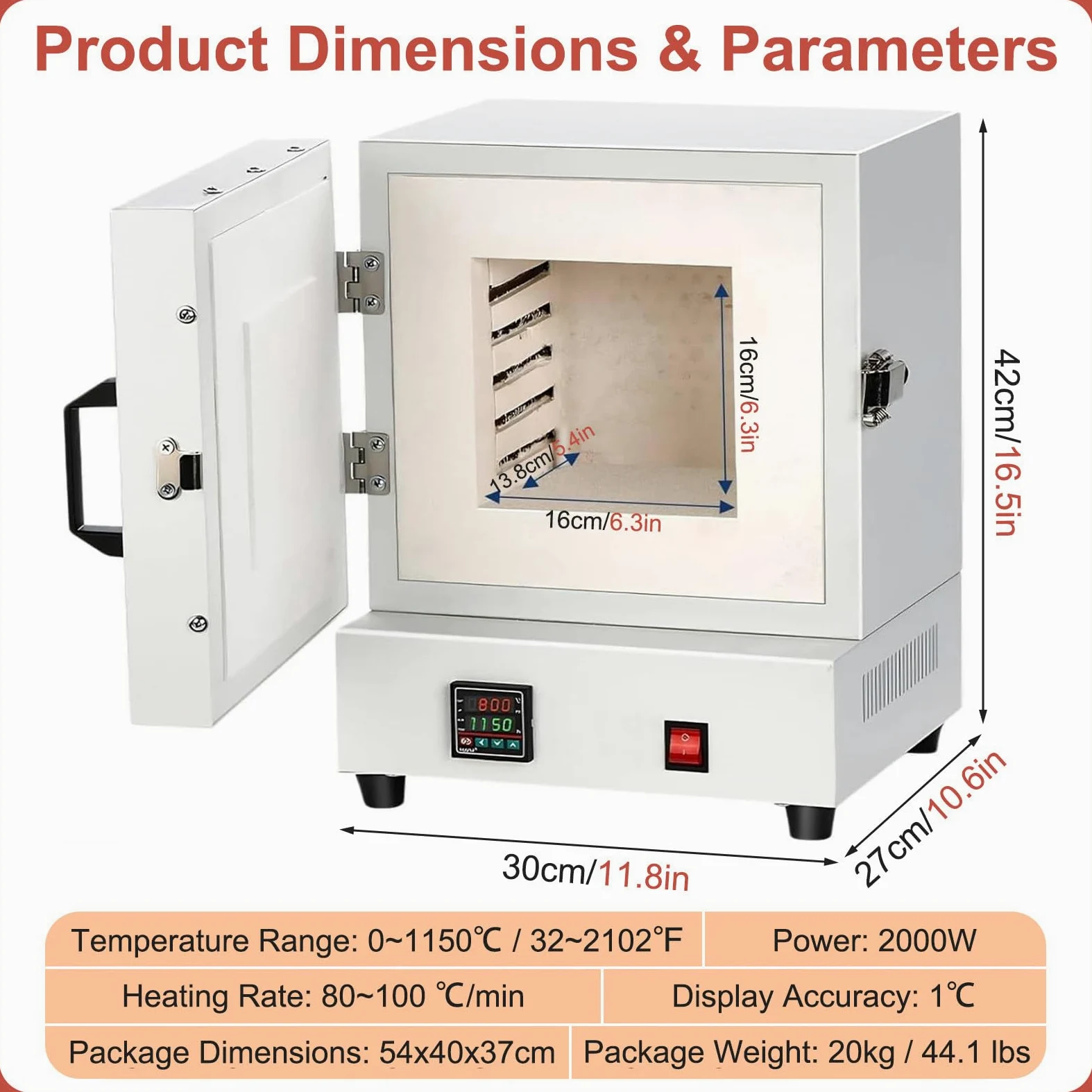 Forno Elettrico per Ceramica a Casa, Forno di Fusione da 2000W, Forni per Ceramica, Forno per Trattamento Termico a 1150℃ con Display Digitale Intelligente per La Creazione di Gioielli