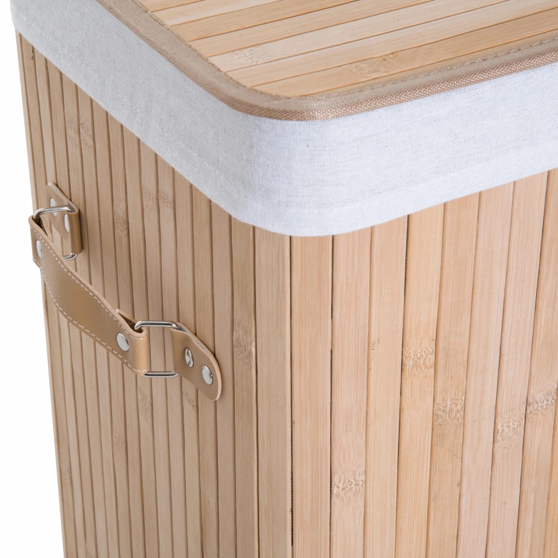 HOMCOM Cesto Portabiancheria in Bambù con Coperchio, Cestino per Biancheria con Sacco in Tessuto Rimovibile, 40x30x60cm, Naturale
