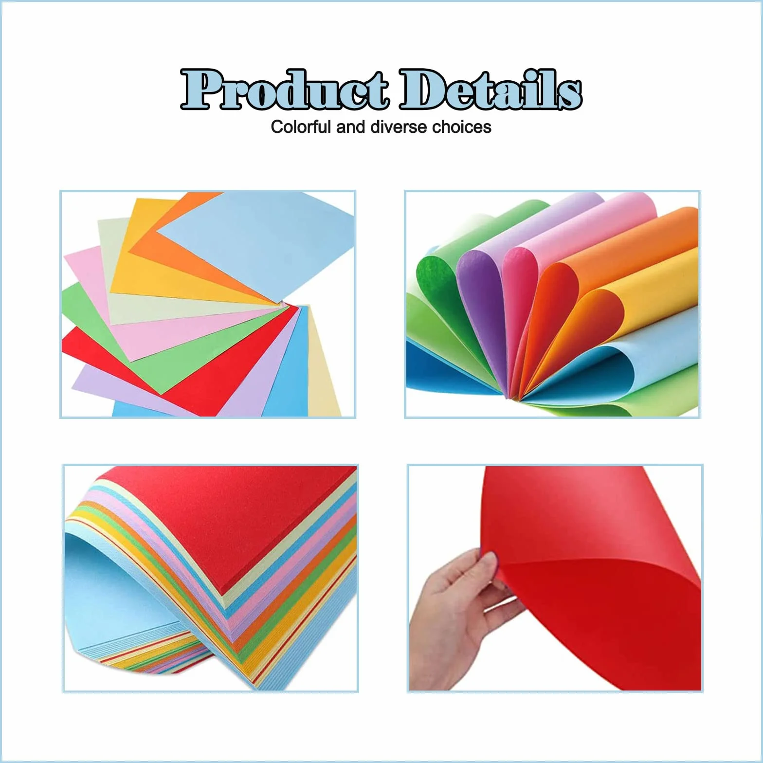 Carta Origami 200 Fogli 15x15 cm 20 Colori Fronte/Retro Kraft Colorata