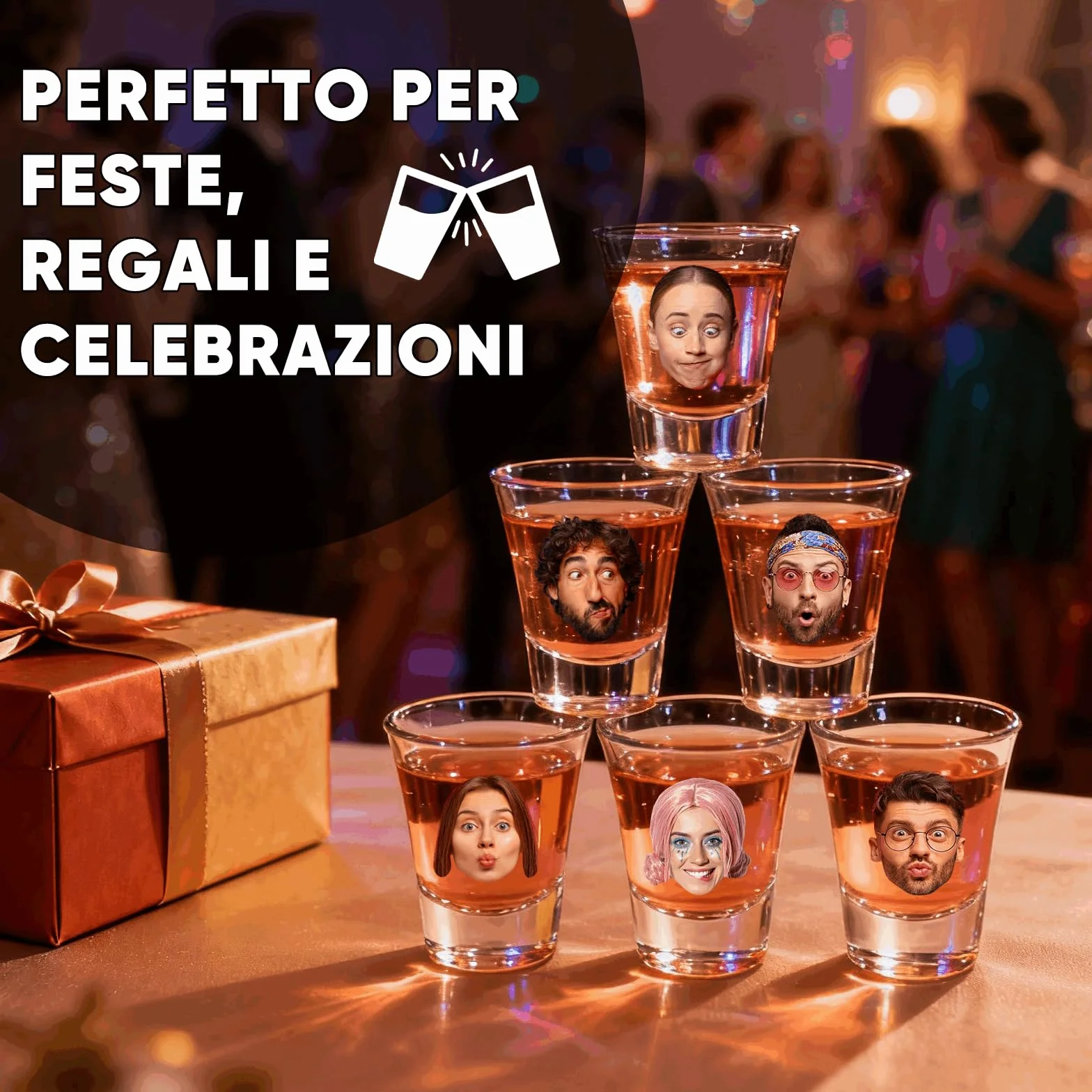 SOUFEEL Bicchieri da Shot Personalizzati con Foto, Set di 2 da 50 ml Vetro Regalo Divertente