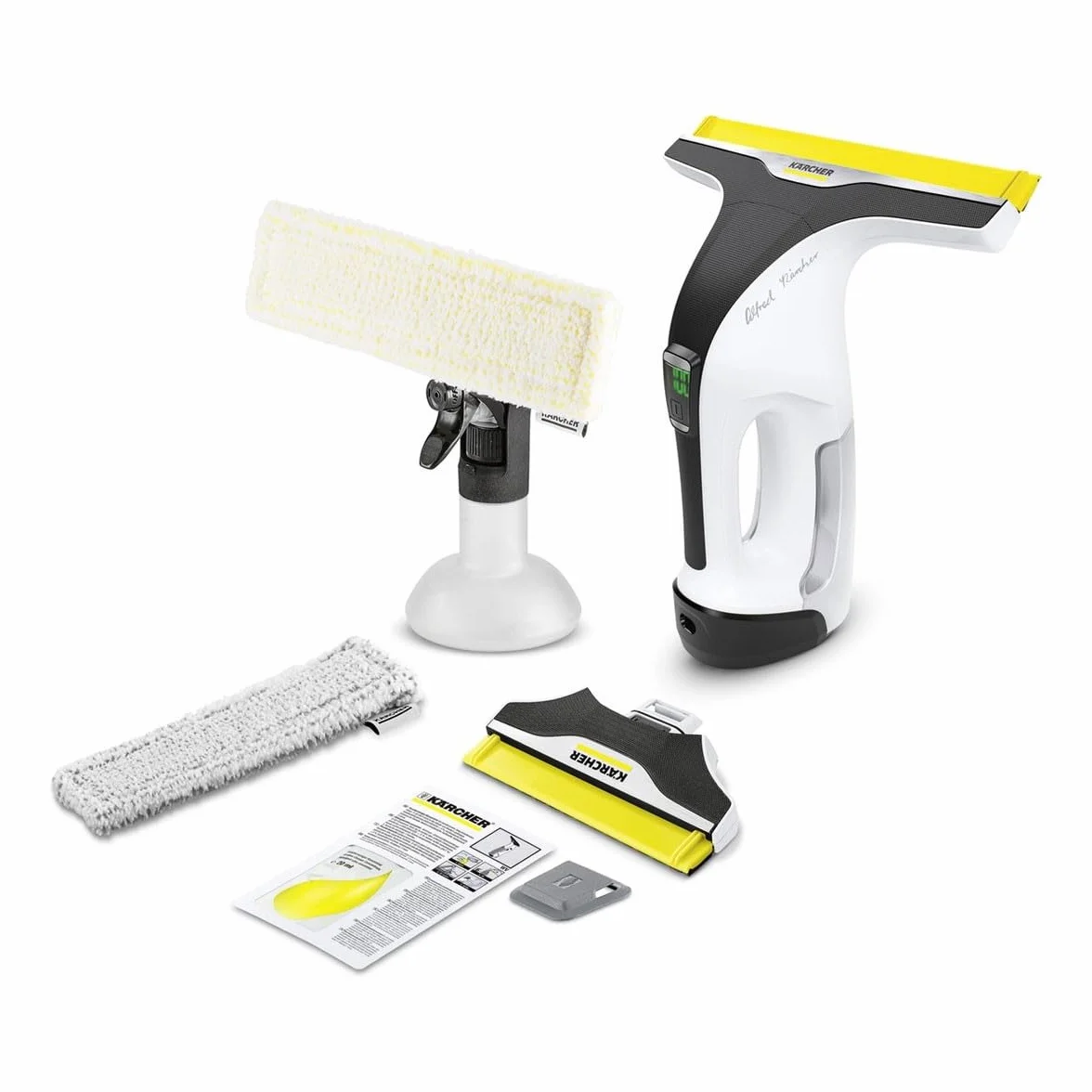 KÄRCHER Lavavetri Aspiragocce WV 7 Signature Line, Autonomia 100 min, Display LED, Flacone spray + 2 Panni in microfibra, Detergente 20 ml di concentrato per finestre, Ampiezza Bocchette 28-17cm