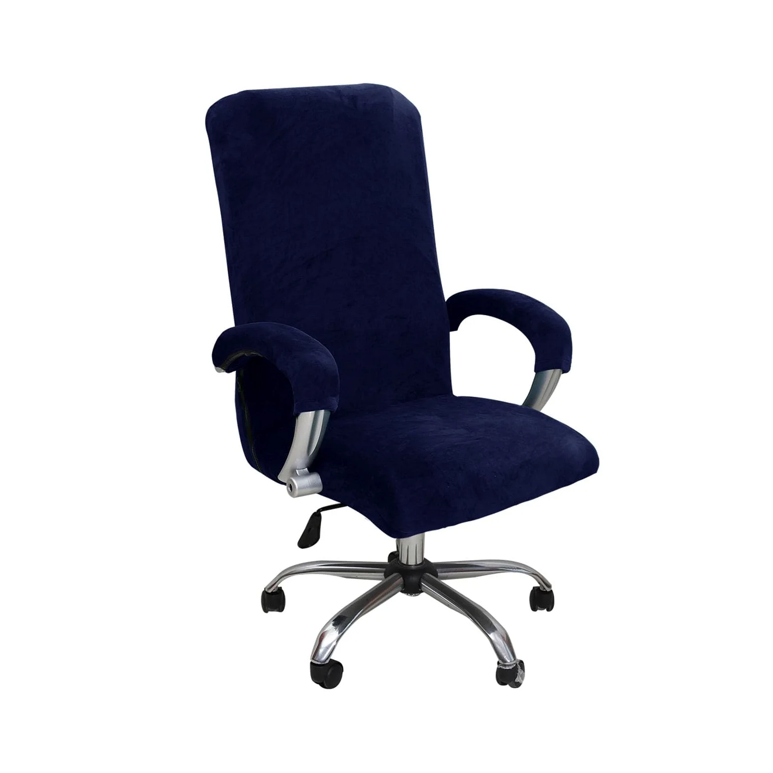 Coprisedia in velluto antiscivolo per sedia da ufficio, protezione elastica per sedie da ufficio, adatto per sedie da ufficio, colore blu navy e grandi dimensioni, elegante bianco e facile da pulire