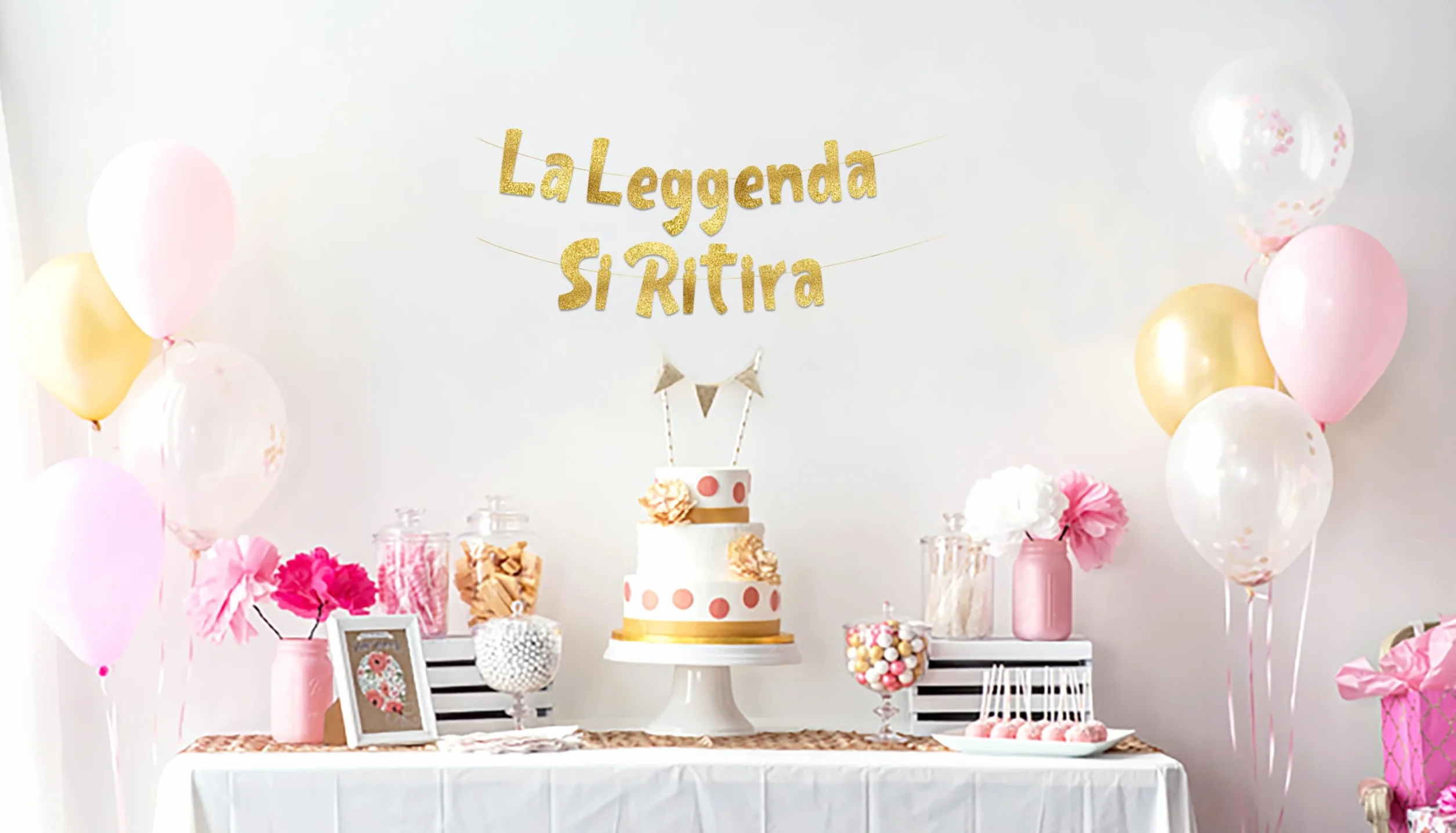 Striscione Pensionamento "La Leggenda Si Ritira" Oro Glitterato – Gadget Pensione, Decorazioni Divertenti & Regali