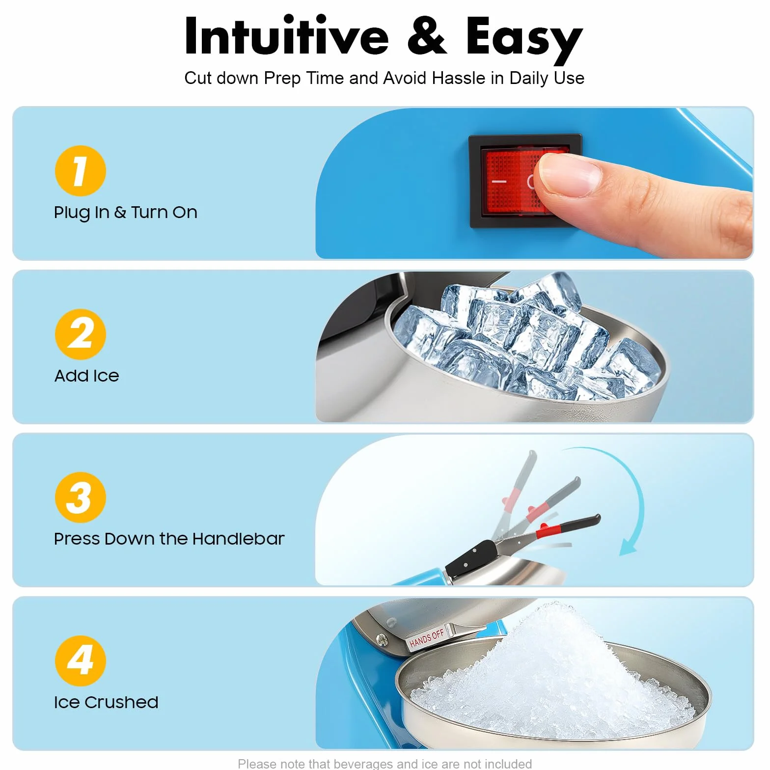 Tritatutto elettrico per ghiaccio in acciaio inox, capacità di ghiaccio tritato 65 kg/H, Ice Shaver macchina per neve per uso domestico e commerciale, raschietto per bevande fredde, frullati