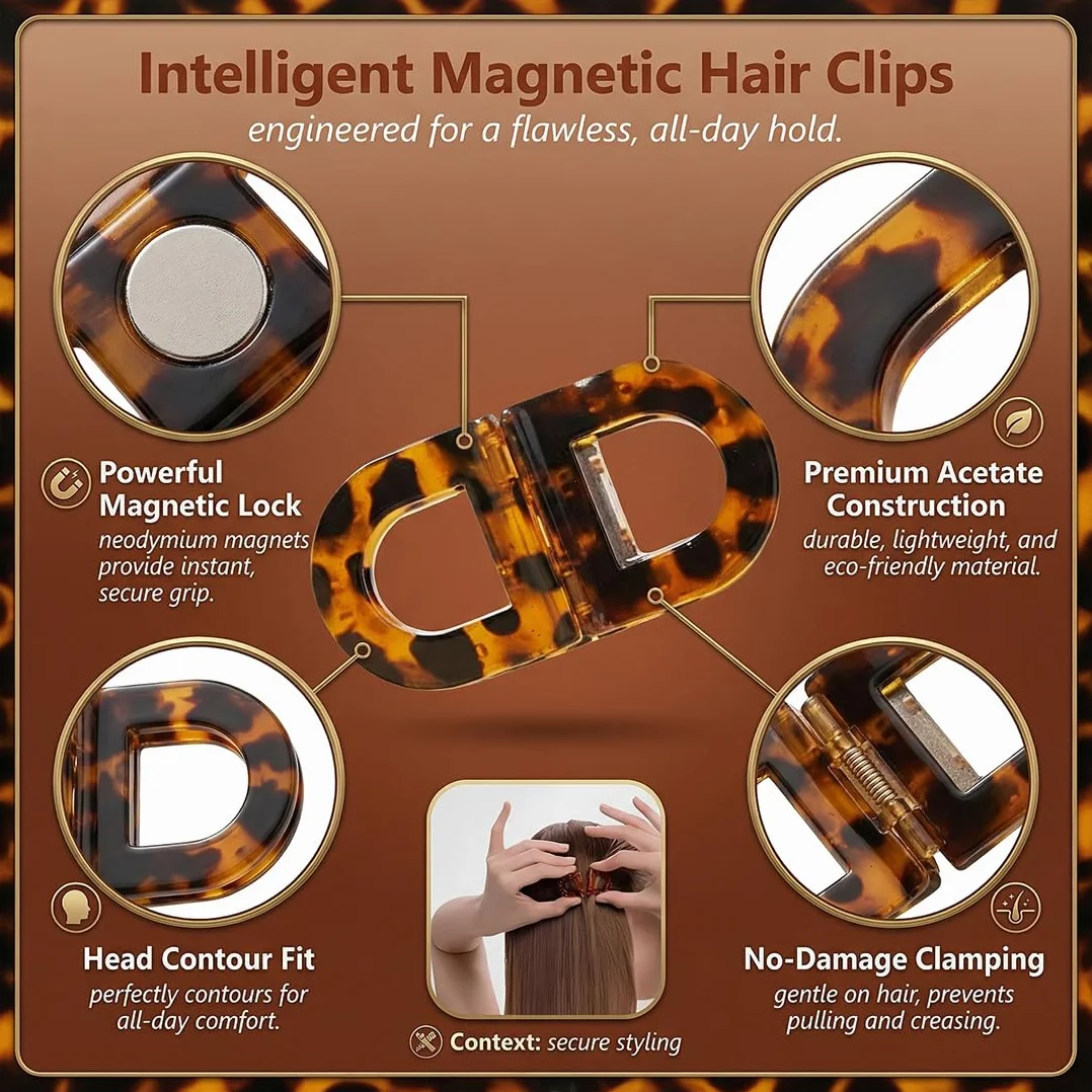 Clip per capelli magnetiche a forte tenuta, pinze professionali per salone 2 Pezzi