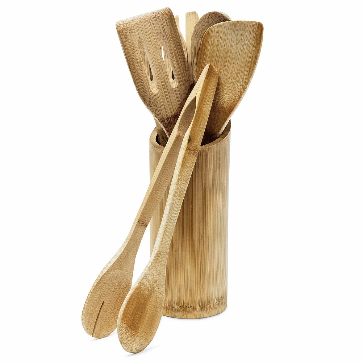 Relaxdays Set Accessori da Cucina 6 Mestoli in bambù Marrone Chiaro