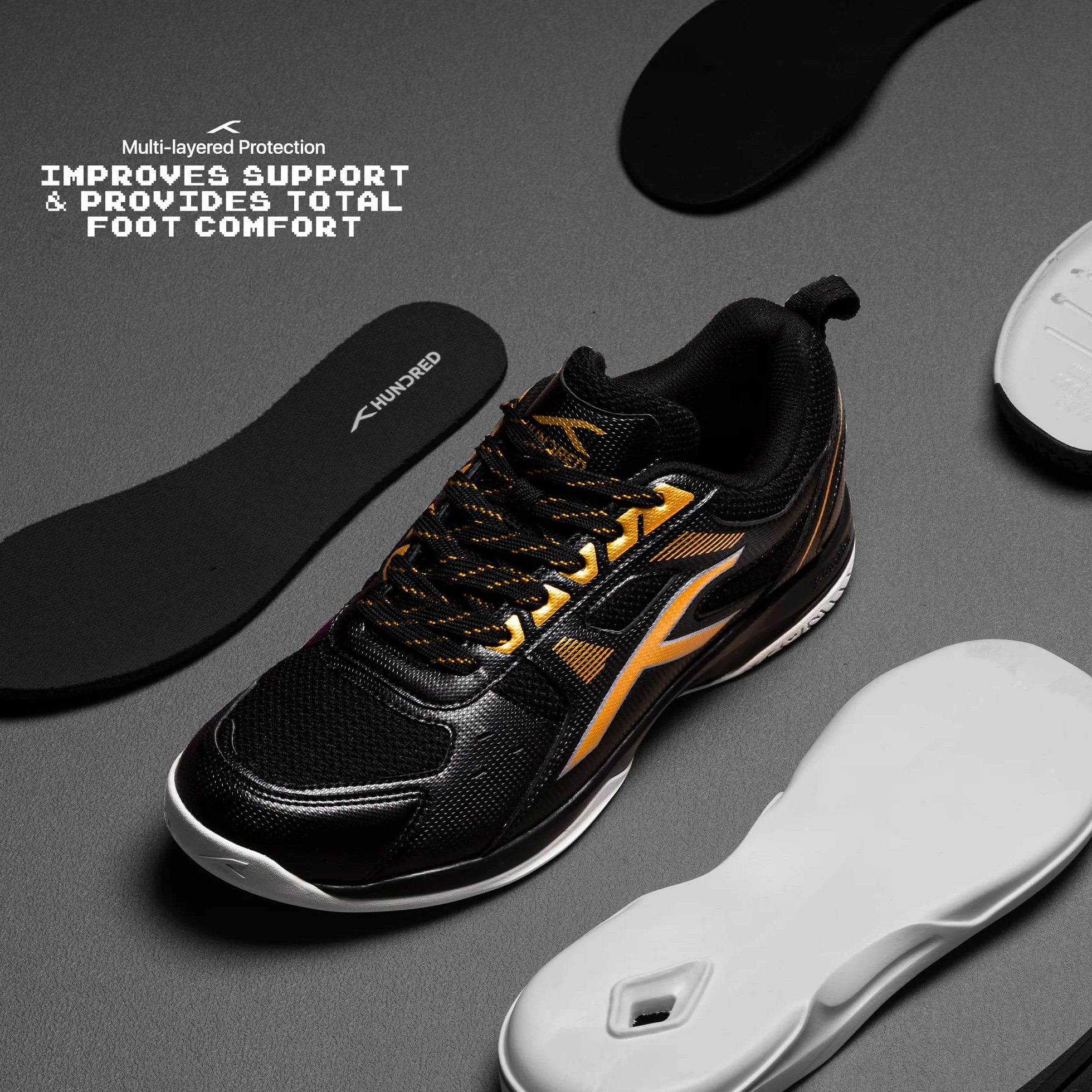 Hundred Raze Scarpe da Tennis e Badminton Junior/Kids/Uomo Non-Marking Tomaia in Poliestere Suola in Gomma Leggera