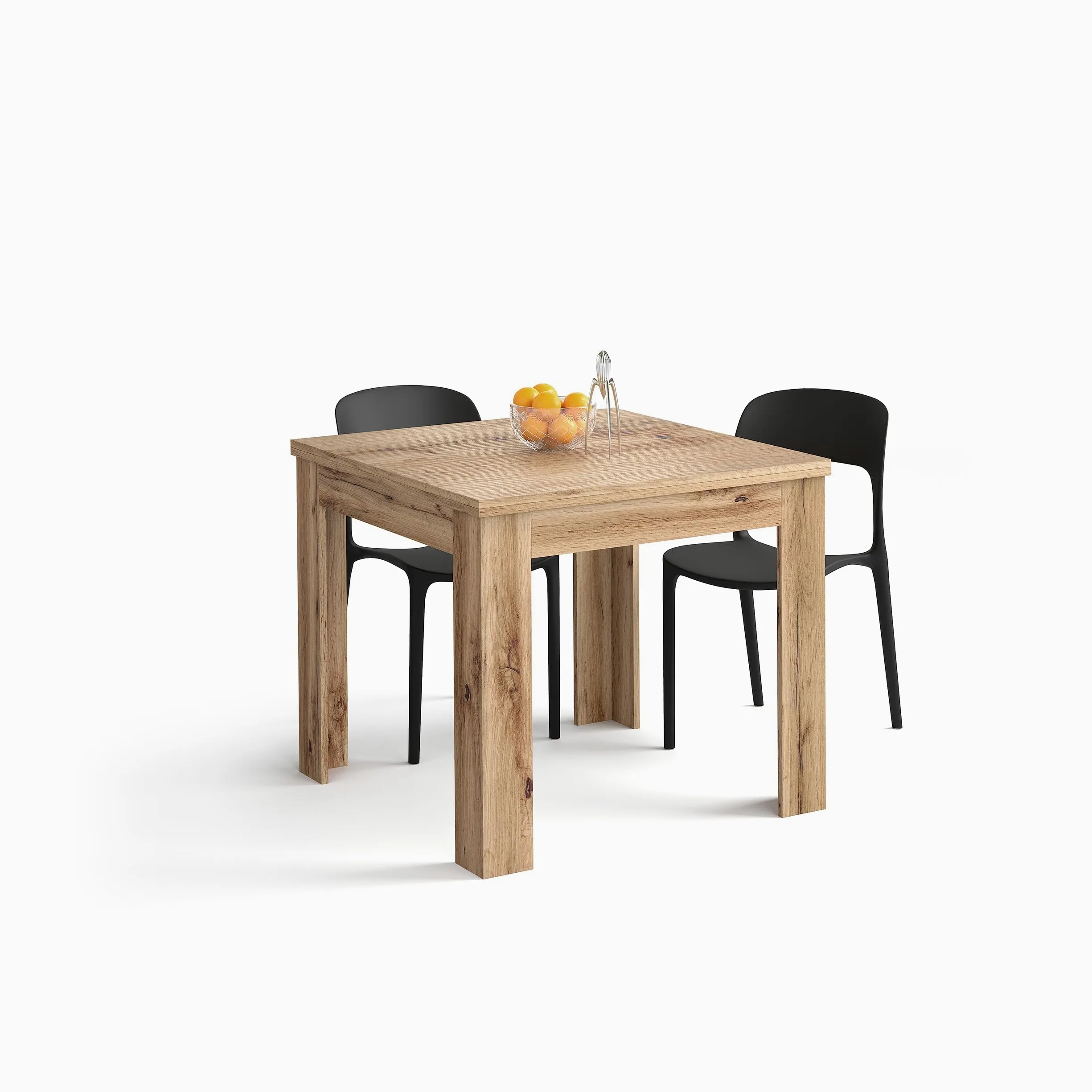 Mobili Fiver, Tavolo Quadrato Allungabile a libro Eldorado, 90x(180) x90 cm, Rovere Rustico, per 4-8 persone, Tavolo Cucina, Made in Italy