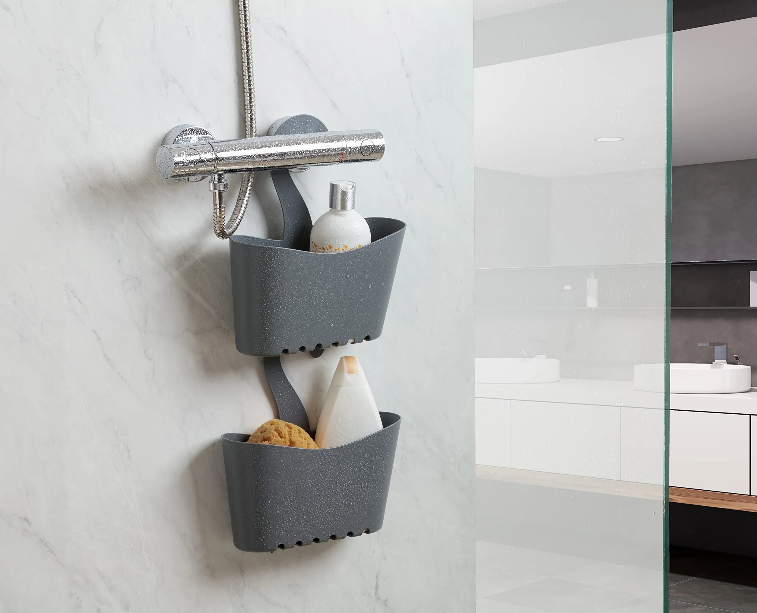 TATAY Portasapone per Doccia Impilabile 25x9x28 cm Grigio