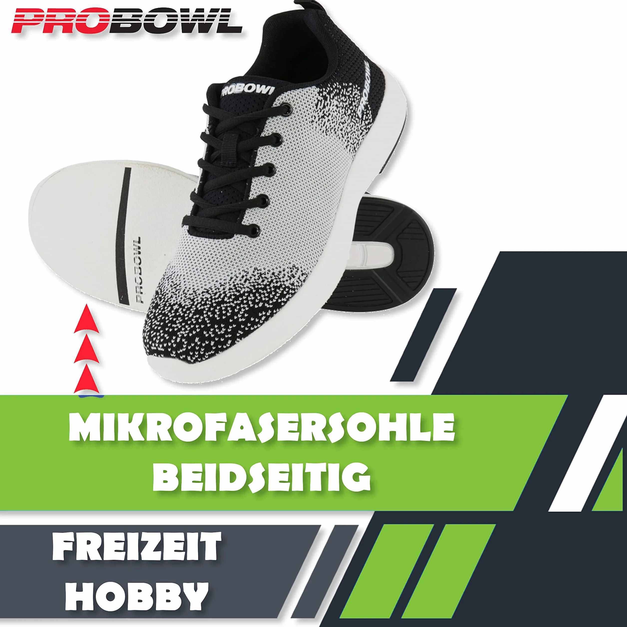 EMAX Scarpe da Bowling Uomo Pro Bowl Tattica Nero Bianca Taglia 38.5-46