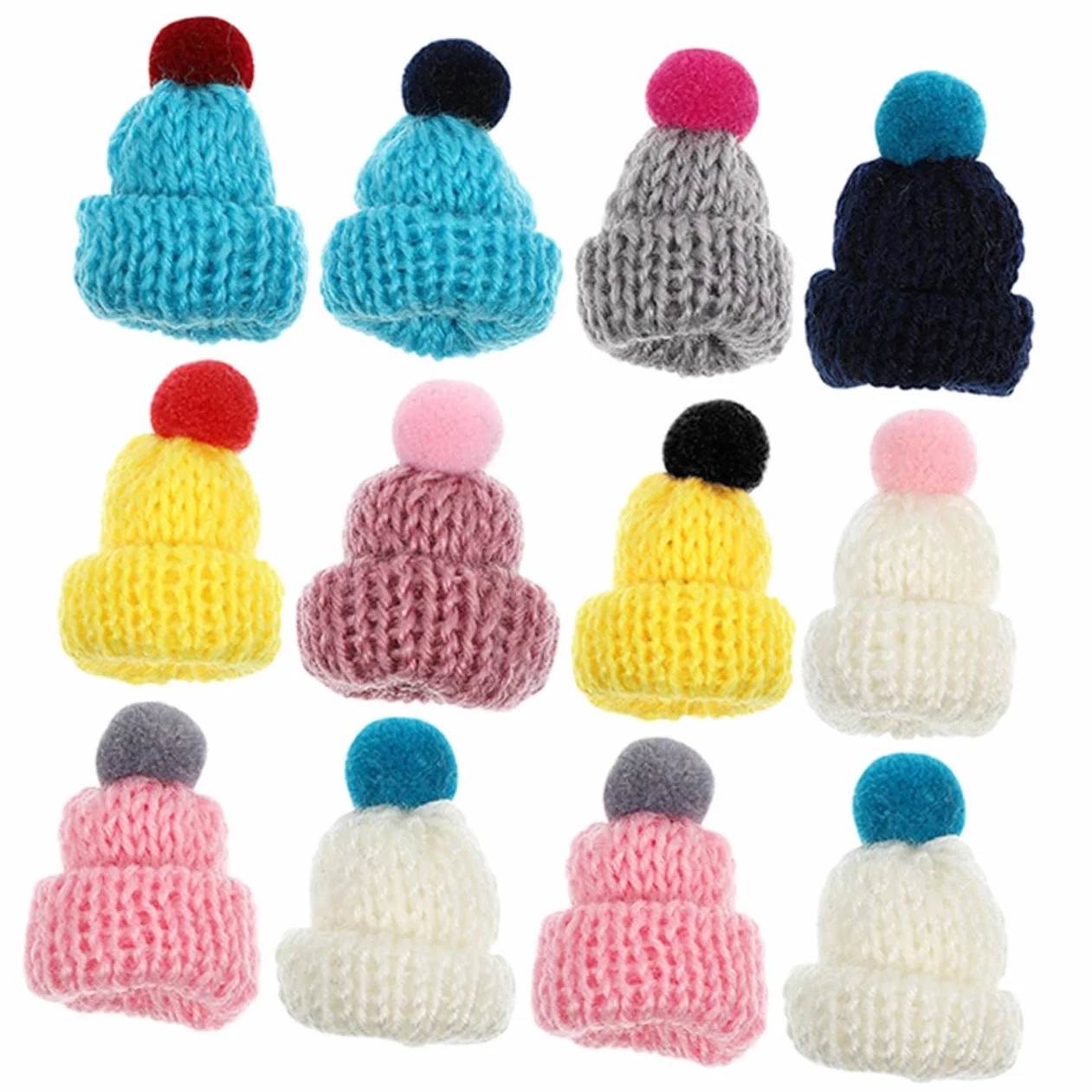 GARVALON 12 Cappelli in Miniatura in Filato di Lana Adorabili e Resistenti per Artigianato Fai-da-te Ornamenti Festivi Cappelli per Decorazioni Natalizie e Cover Smartphone Colore Casuale