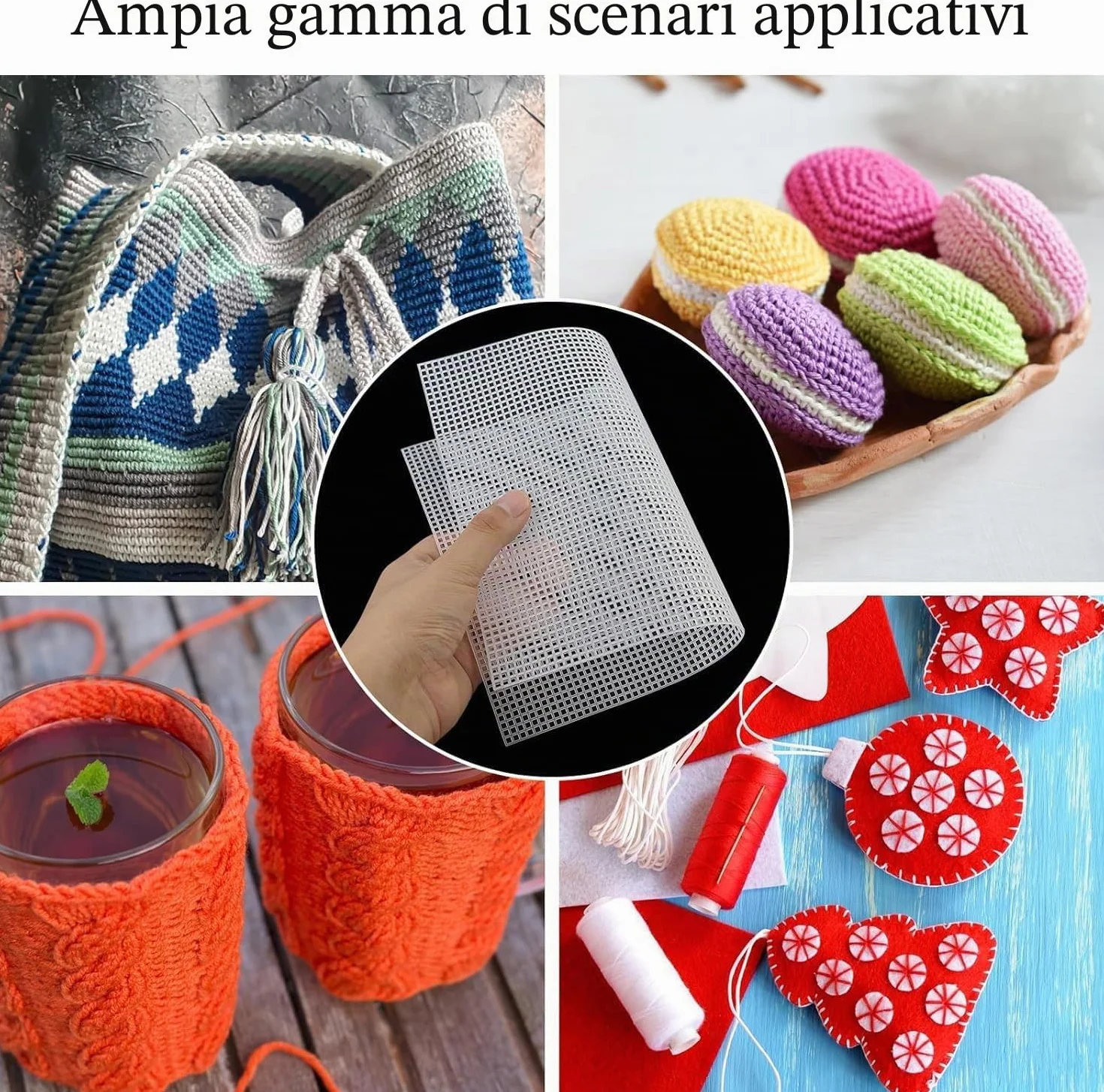 7 Pezzi Fogli di Tela Rete, Rete Canvas per Borse, Rete per Borse Uncinetto, 30 x 20 cm, Bianco, per Fai da Te, Cucito, Fai da Te, Borsa, Punto Croce, Ricamo, Uncinetto