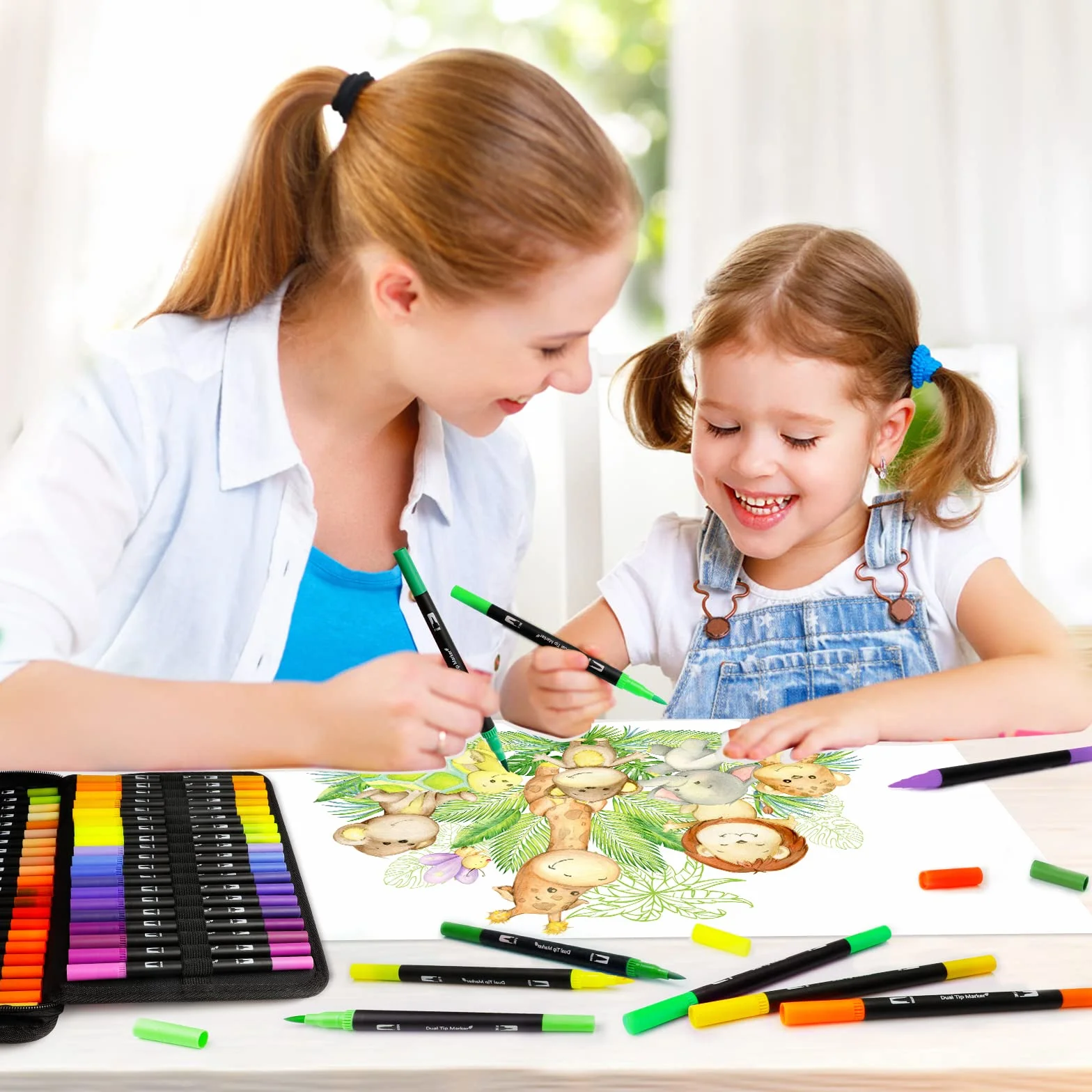 Pennarelli lettering 120 colori, punte pennello e doppia sottile, kit acquerellabili professionali