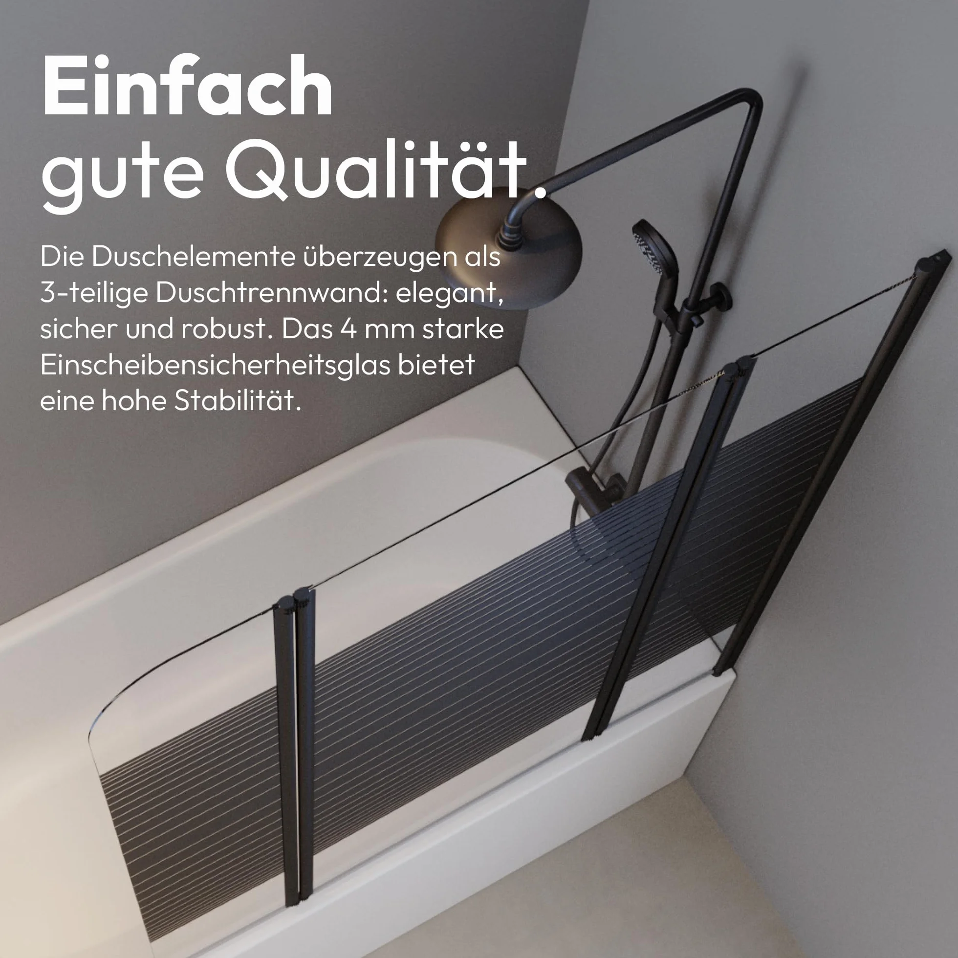 MARWELL BWF350 Black Lines - Parete per vasca da bagno, colore: nero opaco