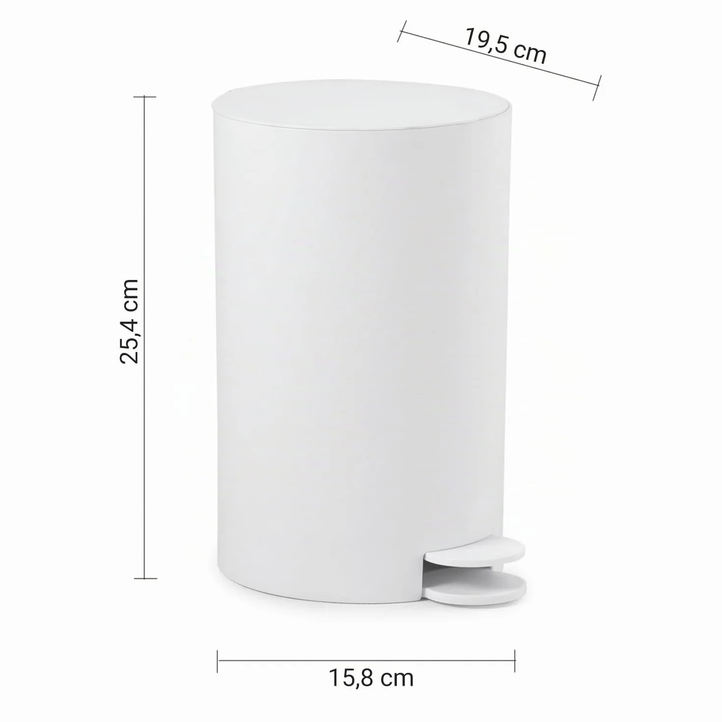 Gedy Sharon Cestino Bagno a Pedale 3L Bianco Opaco Plastica Leggera Resistente con Cestino Interno Rimovibile Maniglia Made in Italy