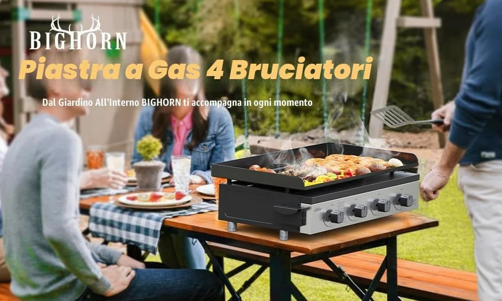BIGHORN Plancha - Barbecue a gas, portatile, 4 bruciatori
