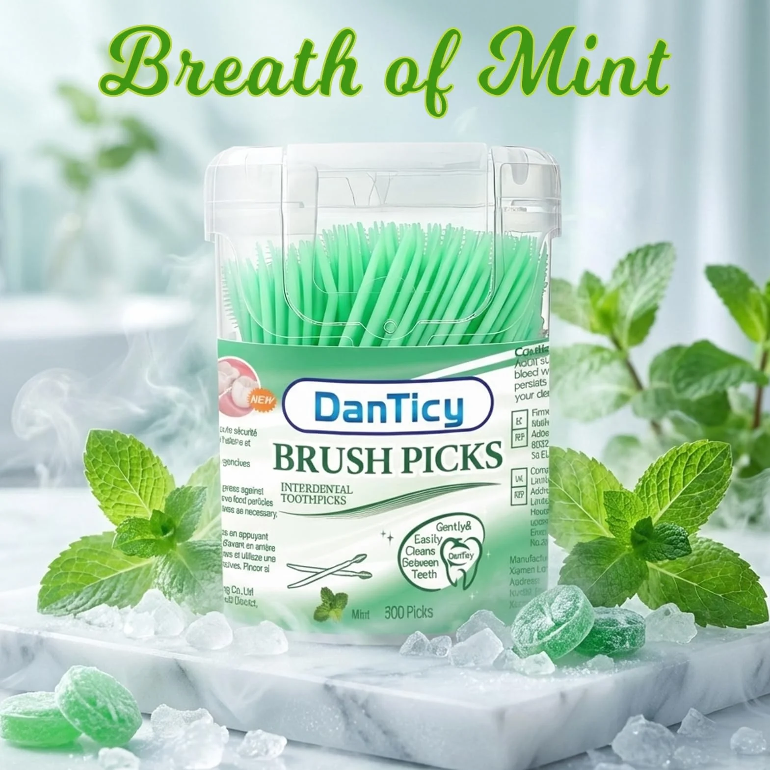 Stuzzicadenti Aromatizzati alla Menta con Setole Morbide 900 Pezzi (Confezione da 3) per Rimuovere Placca