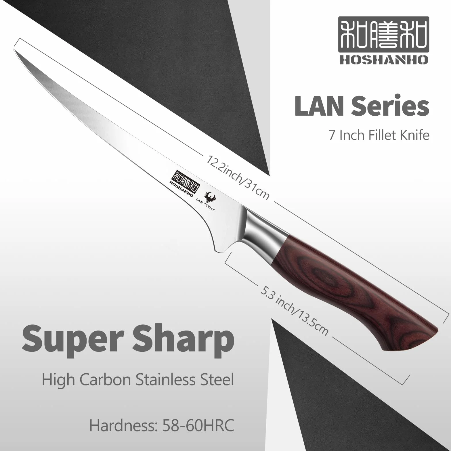 HOSHANHO Coltello per Sfilettare 18cm, Professionale Coltello da Disosso Super Affilato, Ultra Affilati Coltello cucina Professionale in Acciaio Inox