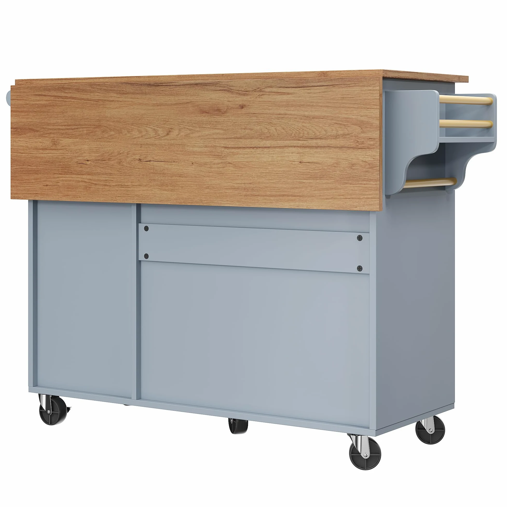 TIZZ Isola da cucina, 110 x 45 x 75 x 92 cm, moderna credenza da cucina, carrello da portata rimovibile, stile vintage, tavolo da pranzo multifunzione con spazio di archiviazione, blu