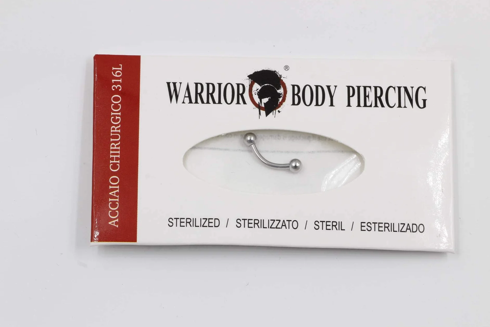 WARRIOR Sterile Piercing Banana Sopracciglia Curved Barbell Tragus Helix Cartilagine Orecchio Acciaio Chirurgico 316L Titanio 16G (1,2mm)