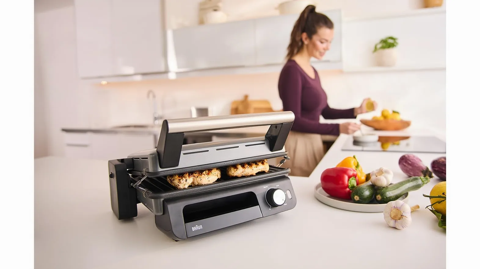 Braun MultiGrill CG5033IGY Bistecchiera Elettrica, Griglia a contatto con manopola, regolazione temperatura, 3 Posizioni di Cottura, Piastre Removibili e Lavabili, piastra aperta 30x22cm, 2000W, Nero
