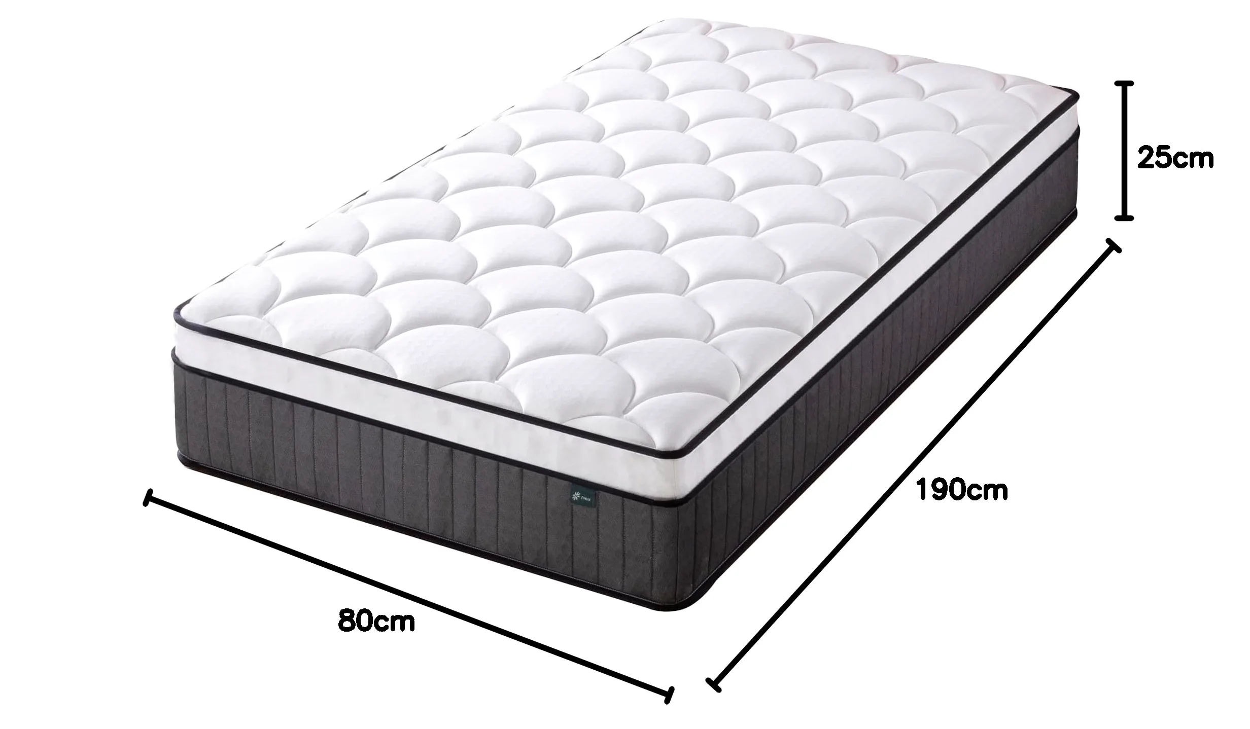 Zinus Materasso Singolo 80x190 cm - Hybrid - Altezza 25 cm - Tight Top - Materasso Memory Foam e Molle Insacchettate - Certificato OEKO-TEX - Comfort Ergonomico