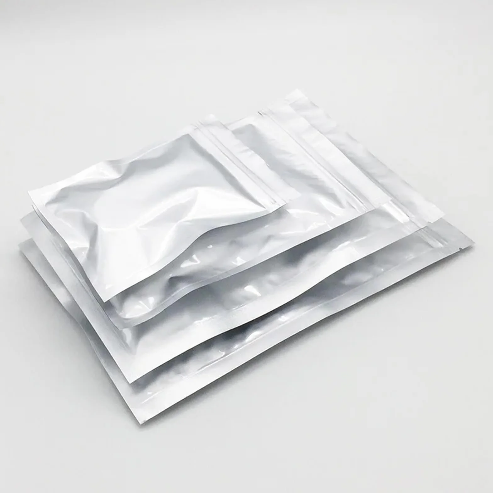 Sacchetti Ziplock, Buste con chiusura lampo in foglio di alluminio piatto spesso, argento, 50/100 pezzi, termosaldabili, dimensioni multiple(Silver 100pcs,20x30cm)
