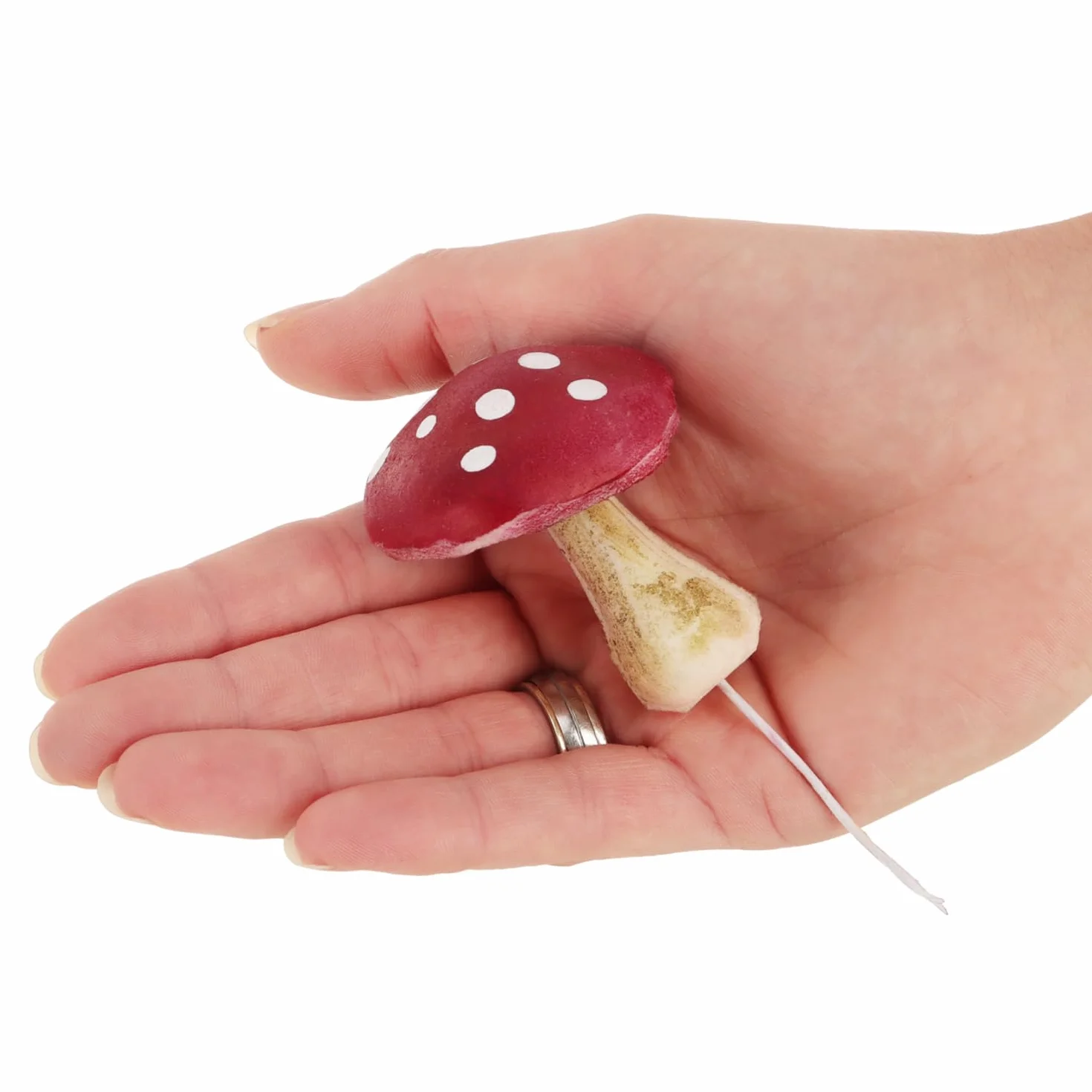 Com-four 4X agarico Volante Funghi Artificiali Decorazione Autunnale Grande Fungo Ghirlande
