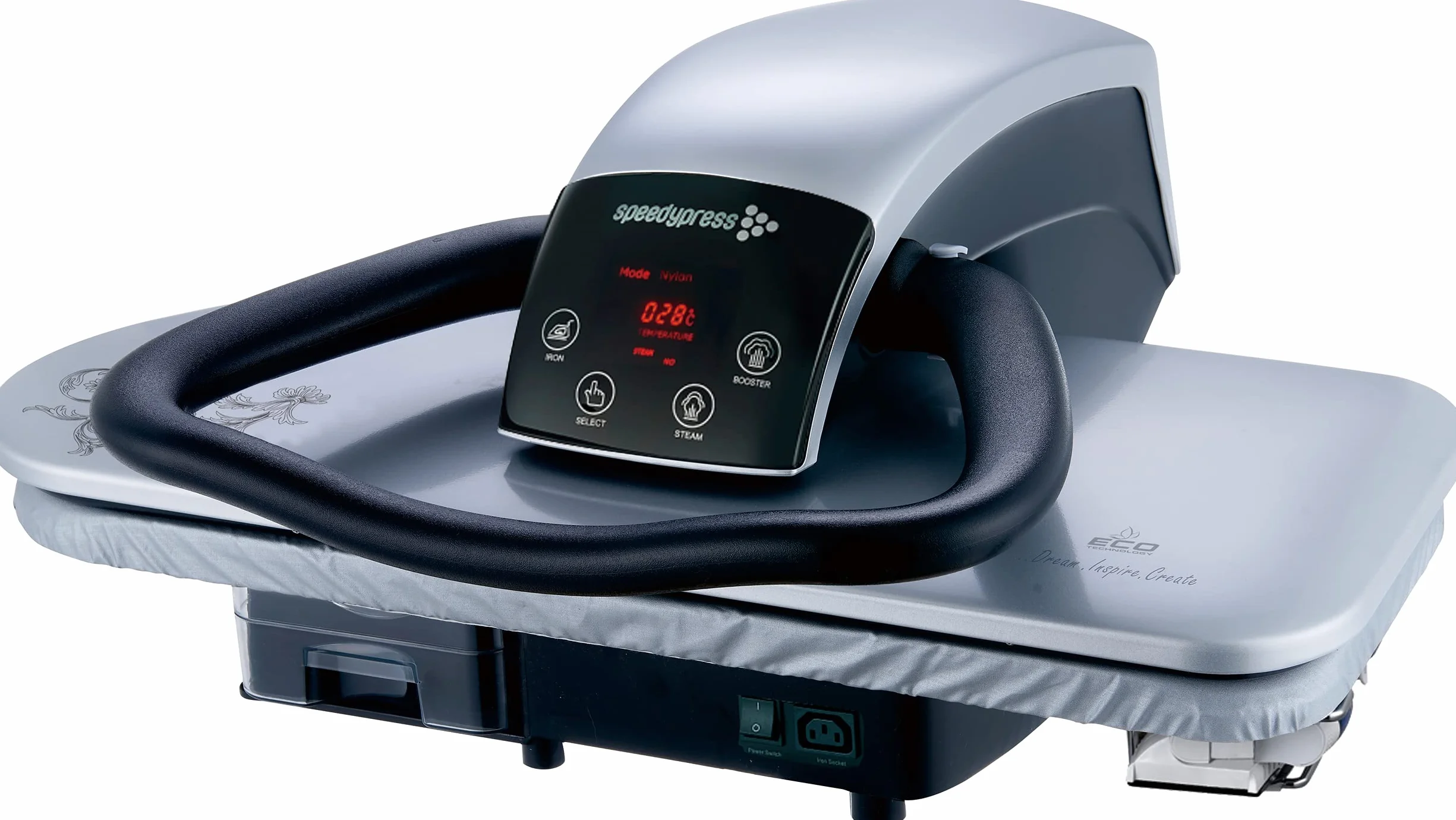 Speedypress Pressa da stiro a vapore 71HD-argento/nero, resistente, professionale, 67 cm, con supporto